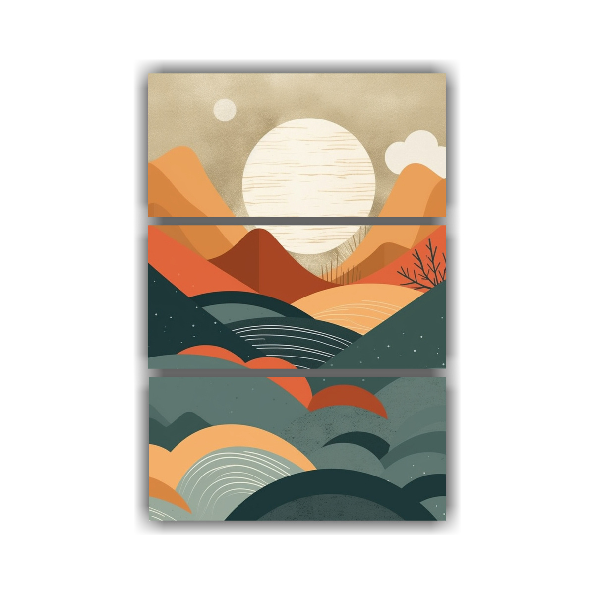 set-3-cuadros-expresi-n-lineales-abstracto-estilo-antiguo-fondo-natural-en-marco-de-azulejo