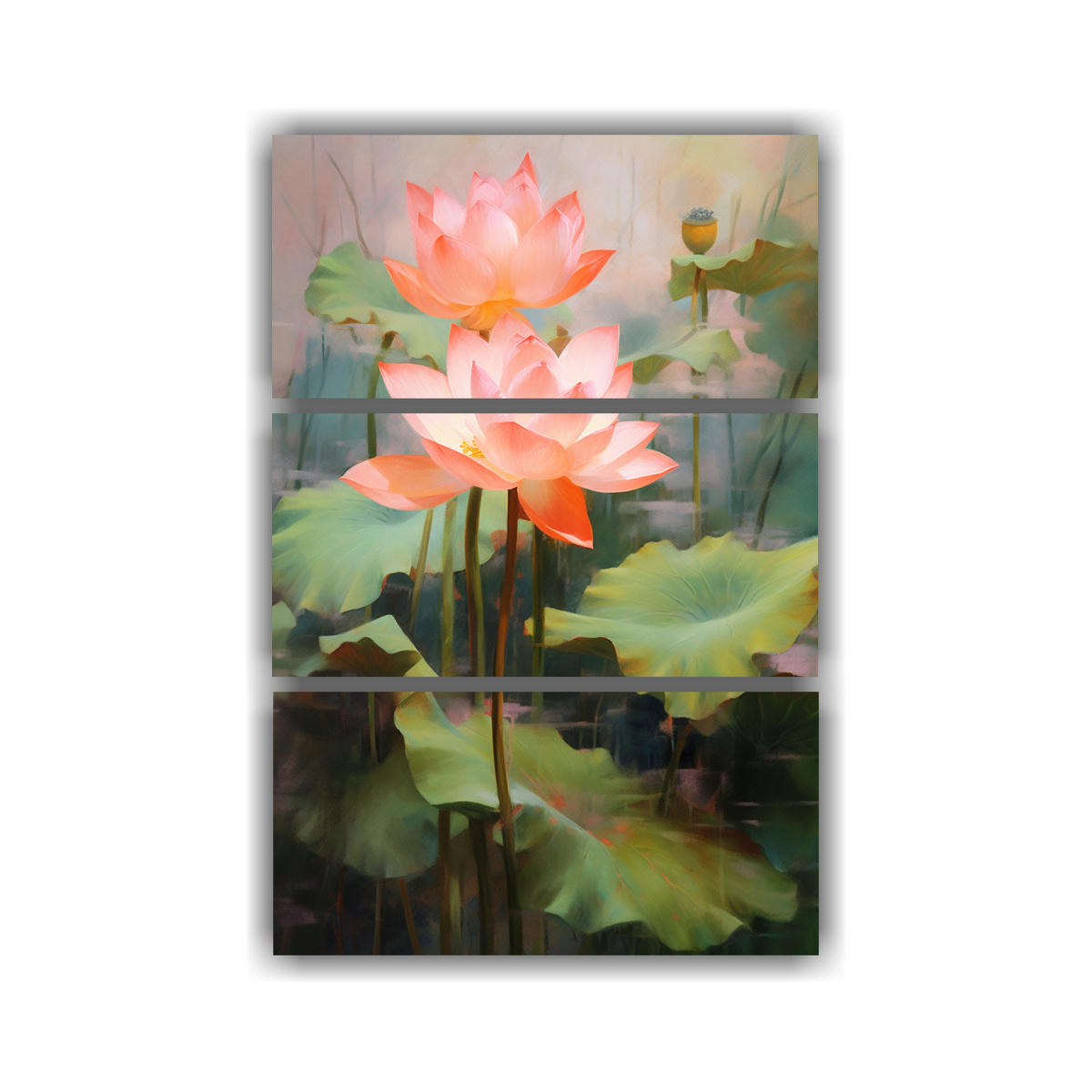 set-3-cuadros-luminosidad-lotus-rojo-sobre-fondo-realista-y-delicado