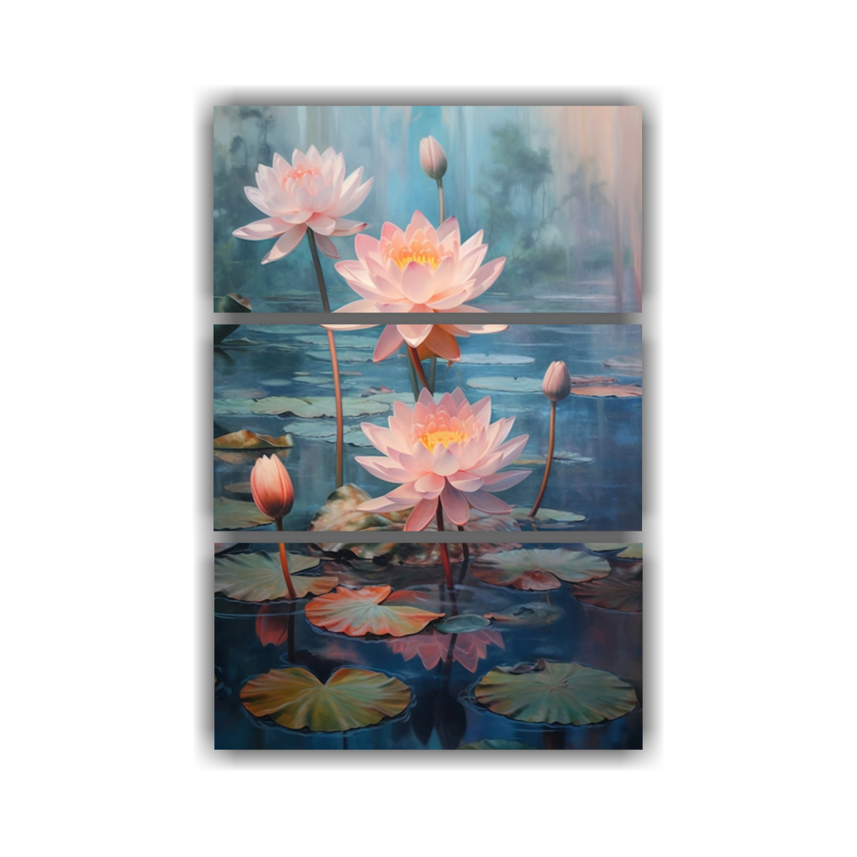 set-3-telas-expresi-n-pop-art-muchas-flores-de-loto-en-un-lago-colores-suaves-y-delicados-