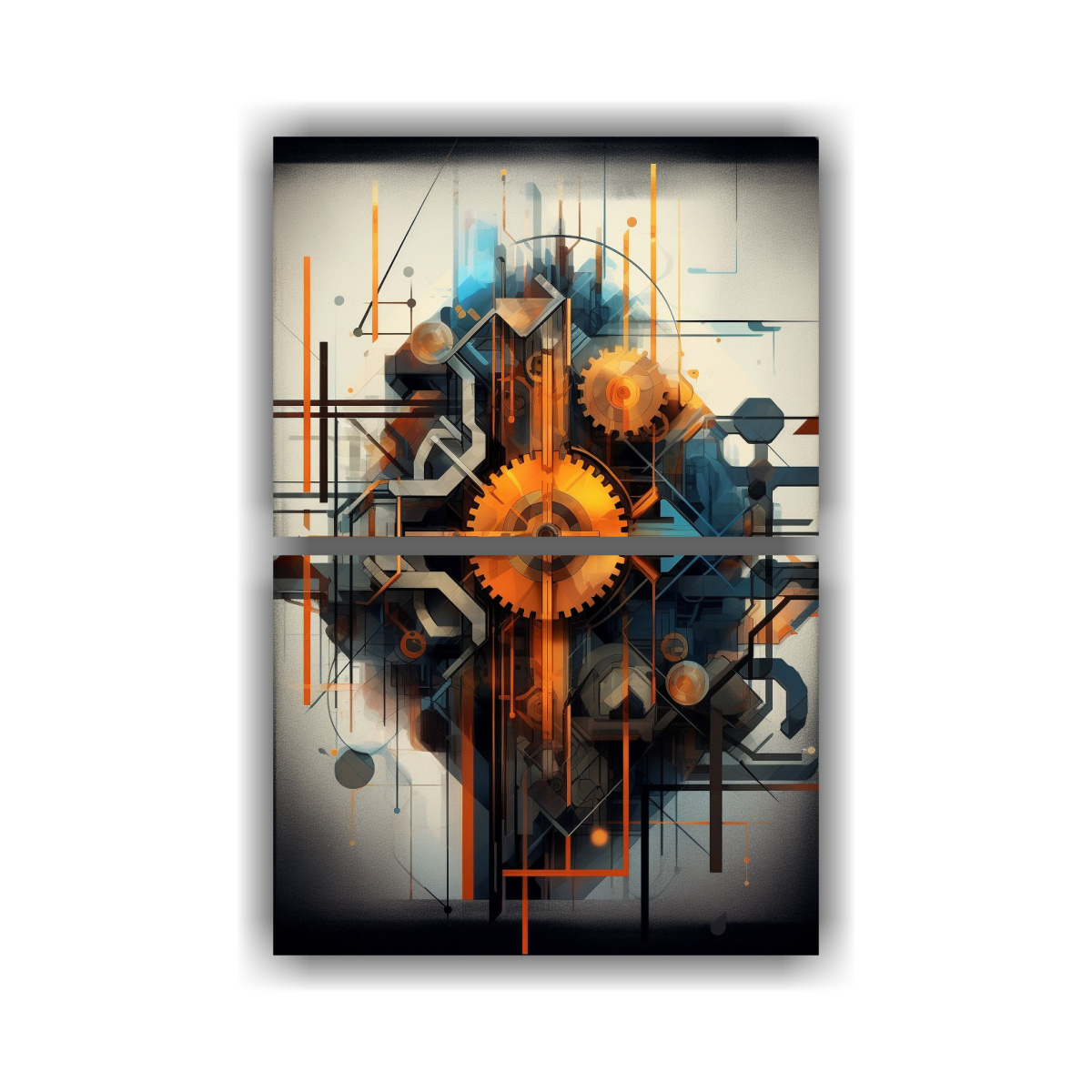 set-de-2-artes-de-pared-abstracto-geom-trico-graffiti-concepto-mec-nico-intenso