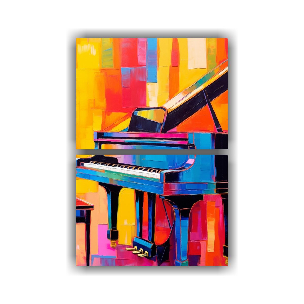 set-de-2-cuadros-de-pared-concepto-luminosidad-piano-pop-art-arte-colorido-limpio-
