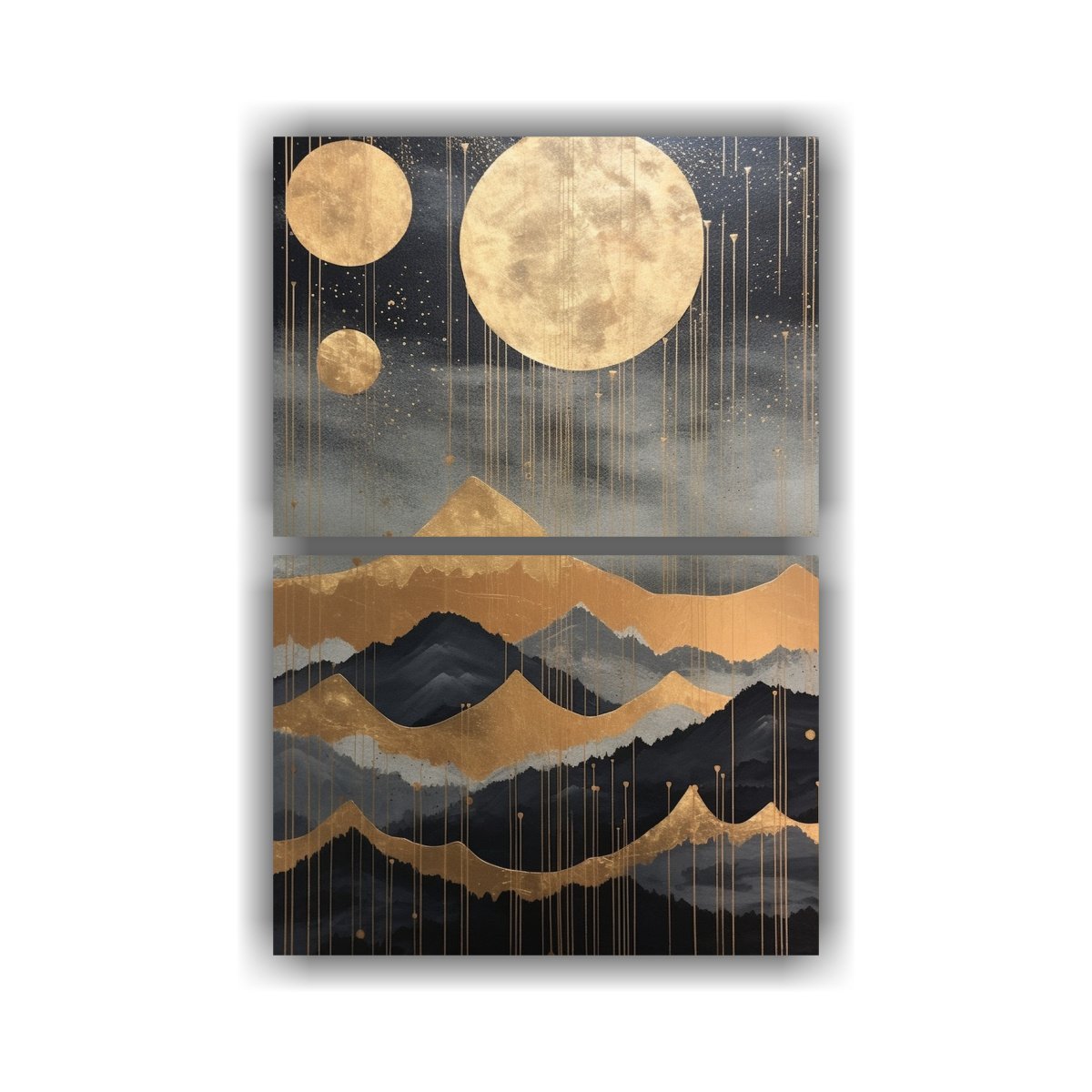 set-de-2-lienzos-inspiradores-de-tela-con-fases-de-la-luna-paisaje-monta-oso-nocturno-y-detalles-dorados