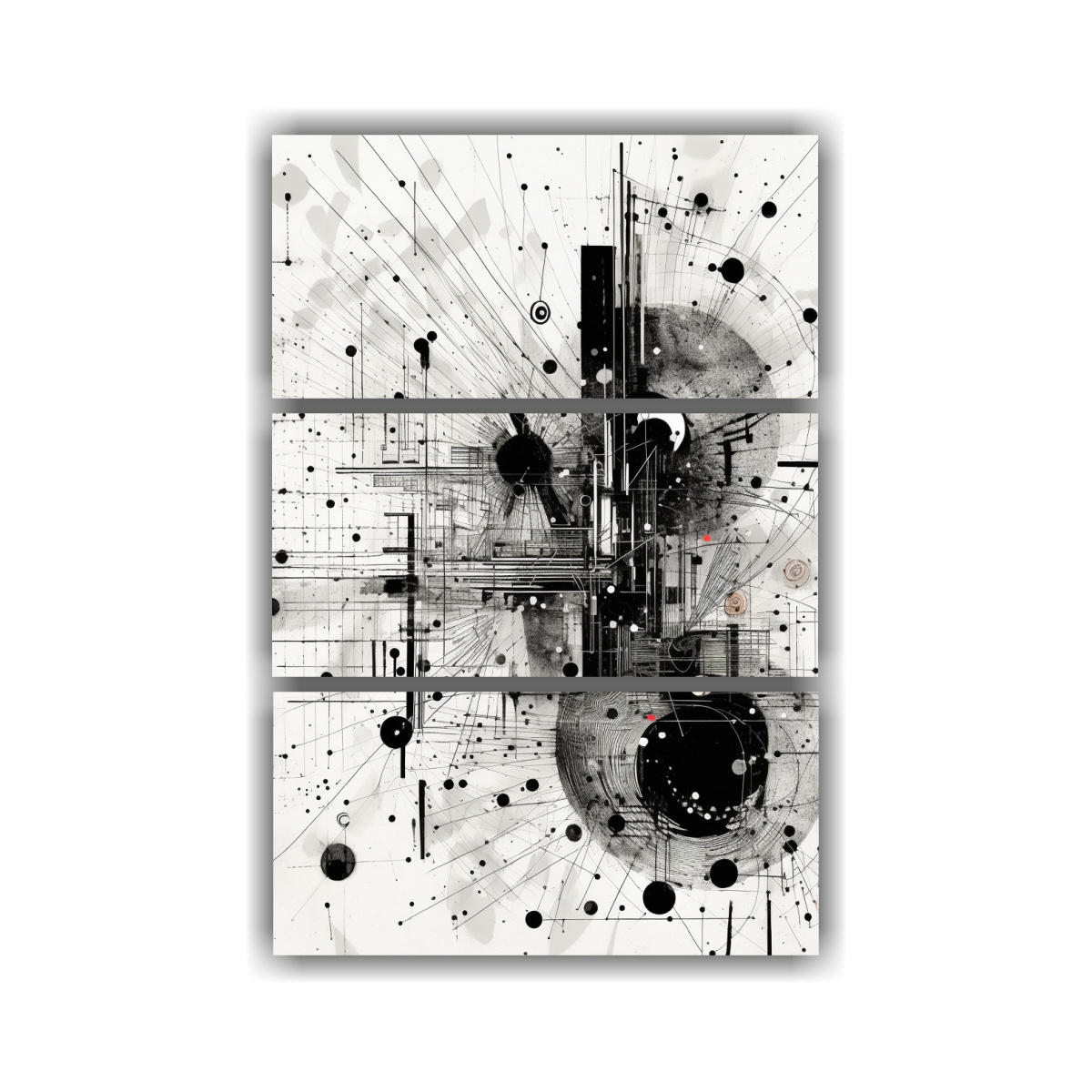 tres-artes-de-pared-acuarela-armon-a-colores-complex-graphic-score-drawing-in-black-and-white