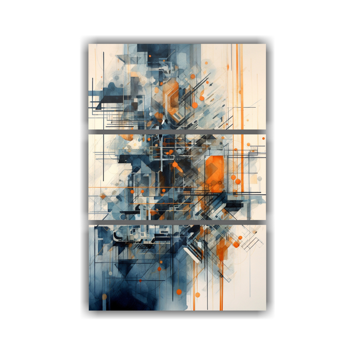 tres-lienzos-de-tela-movimiento-personalidad-con-naranja-e-ndigo