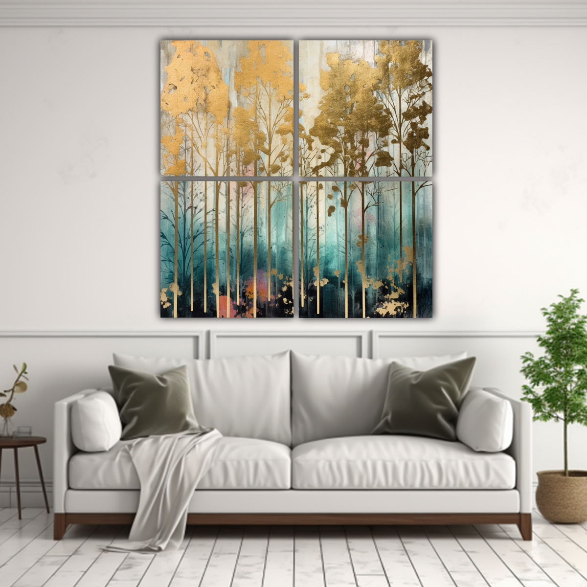 4-cuadros-imagen-resistente-bosque-con-rboles-dorados-en-el-bosque-en-pinturas-decorativas-1