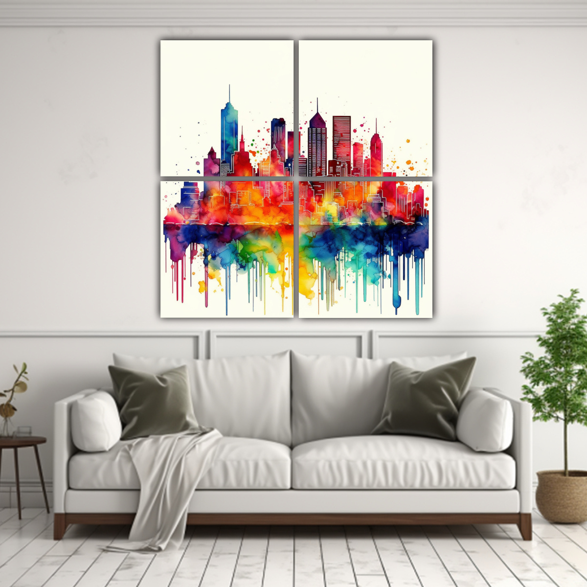 4-cuadros-movimiento-arte-callejero-yeehaw-ciudad-contorno-acuarela-1