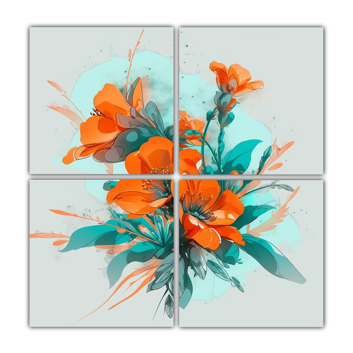 4-pinturas-decorativas-con-estilo-turquesa-y-naranja-atmosfera-neonoir-en-la-decoraci-n-del-hogar