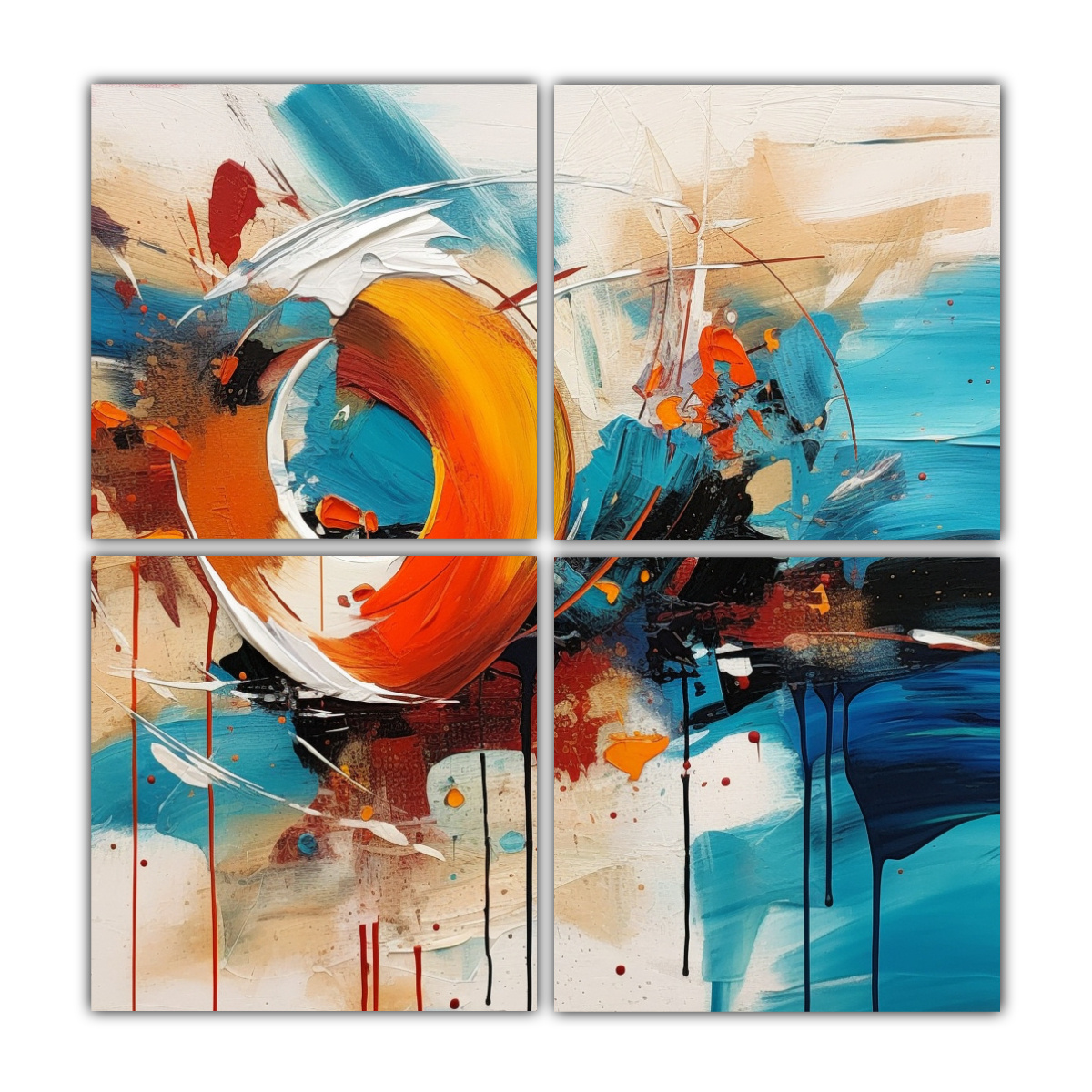 arte-abstracto-calidos-adorno-pintura-decorativa-en-4-lienzos