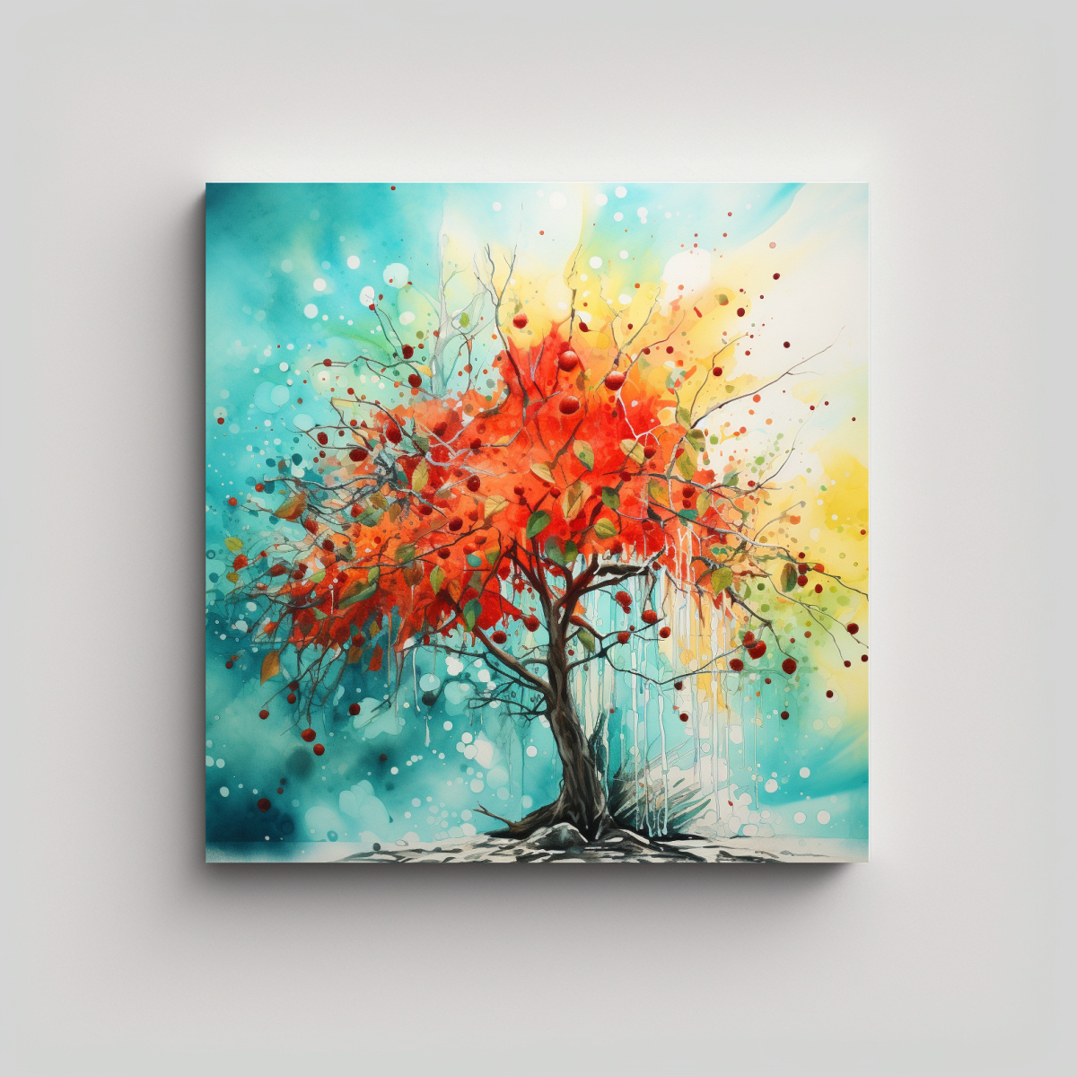 arte-de-pared-abstracto-en-colores-rojo-y-turquesa-con-rbol-de-mango-vanguardia-interiores