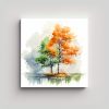 arte-de-pared-abstracto-moderno-rbol-verde-y-naranja-obra-de-arte-decorativa