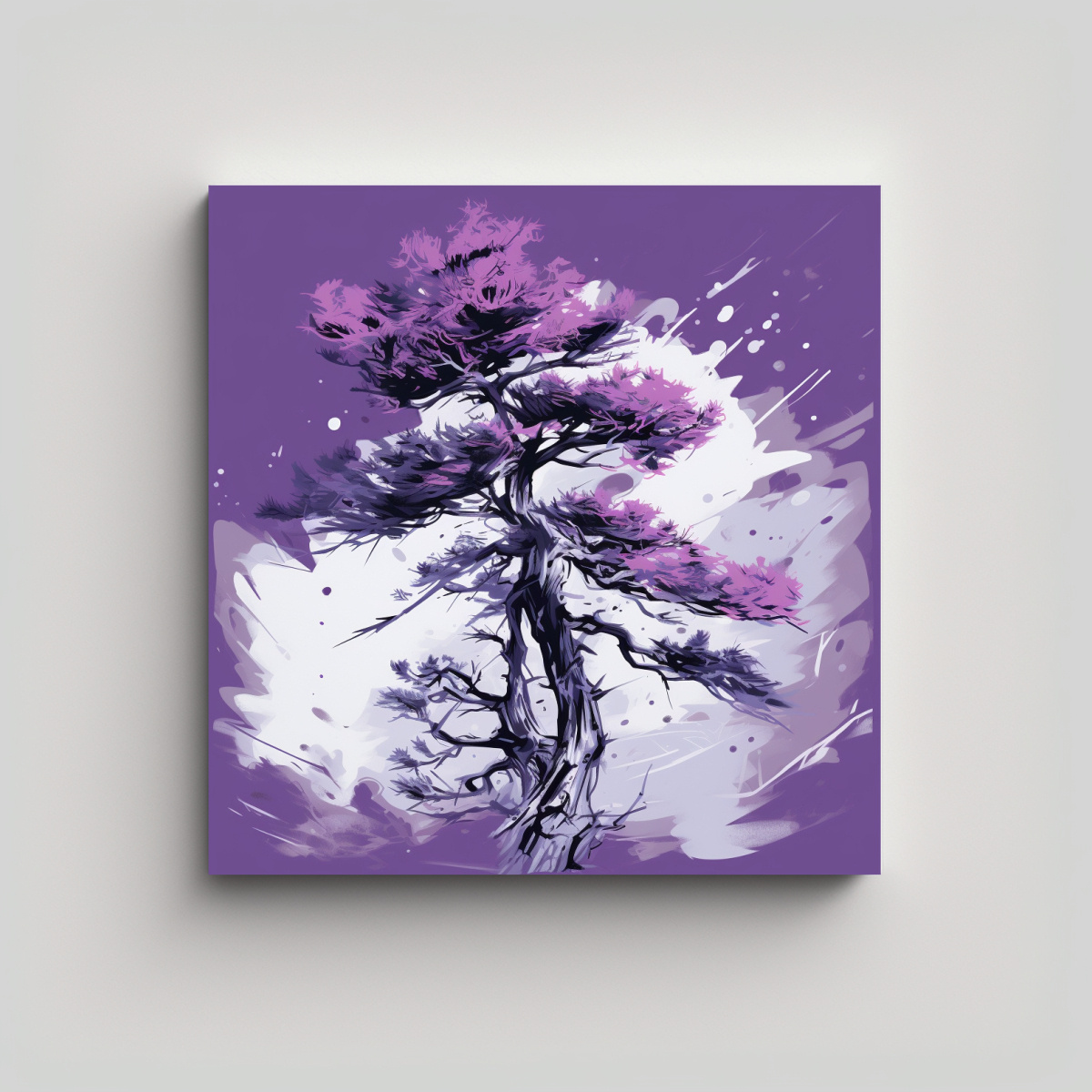 arte-de-pared-bosque-de-pino-escoc-s-en-morado-y-blanco-en-estilo-neonoir