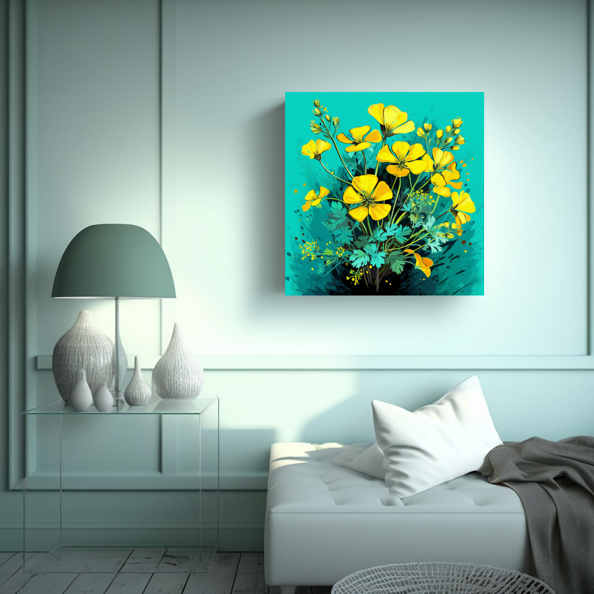 arte-de-pared-moderno-composici-n-cilantro-amarillo-y-turquesa-1