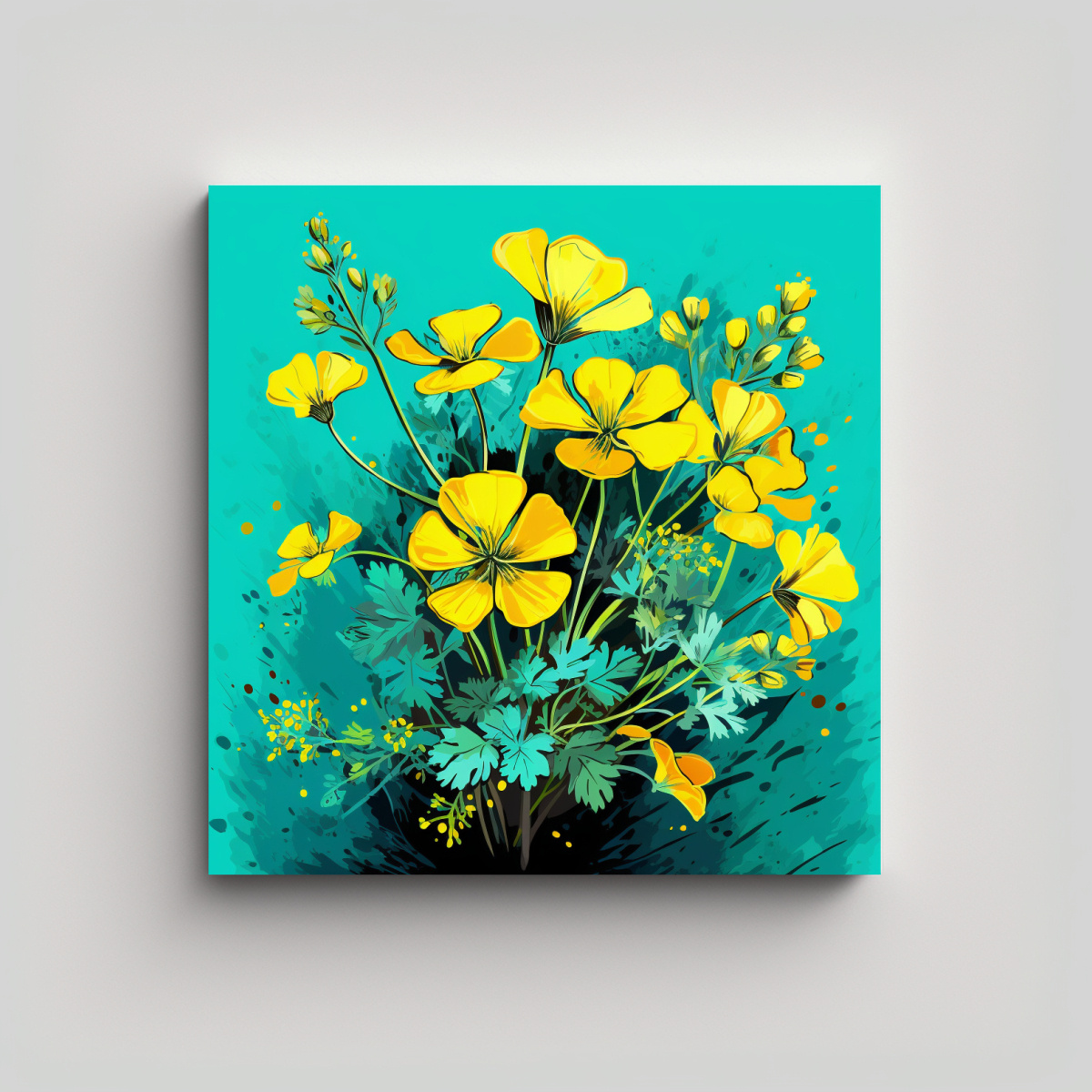 arte-de-pared-moderno-composici-n-cilantro-amarillo-y-turquesa