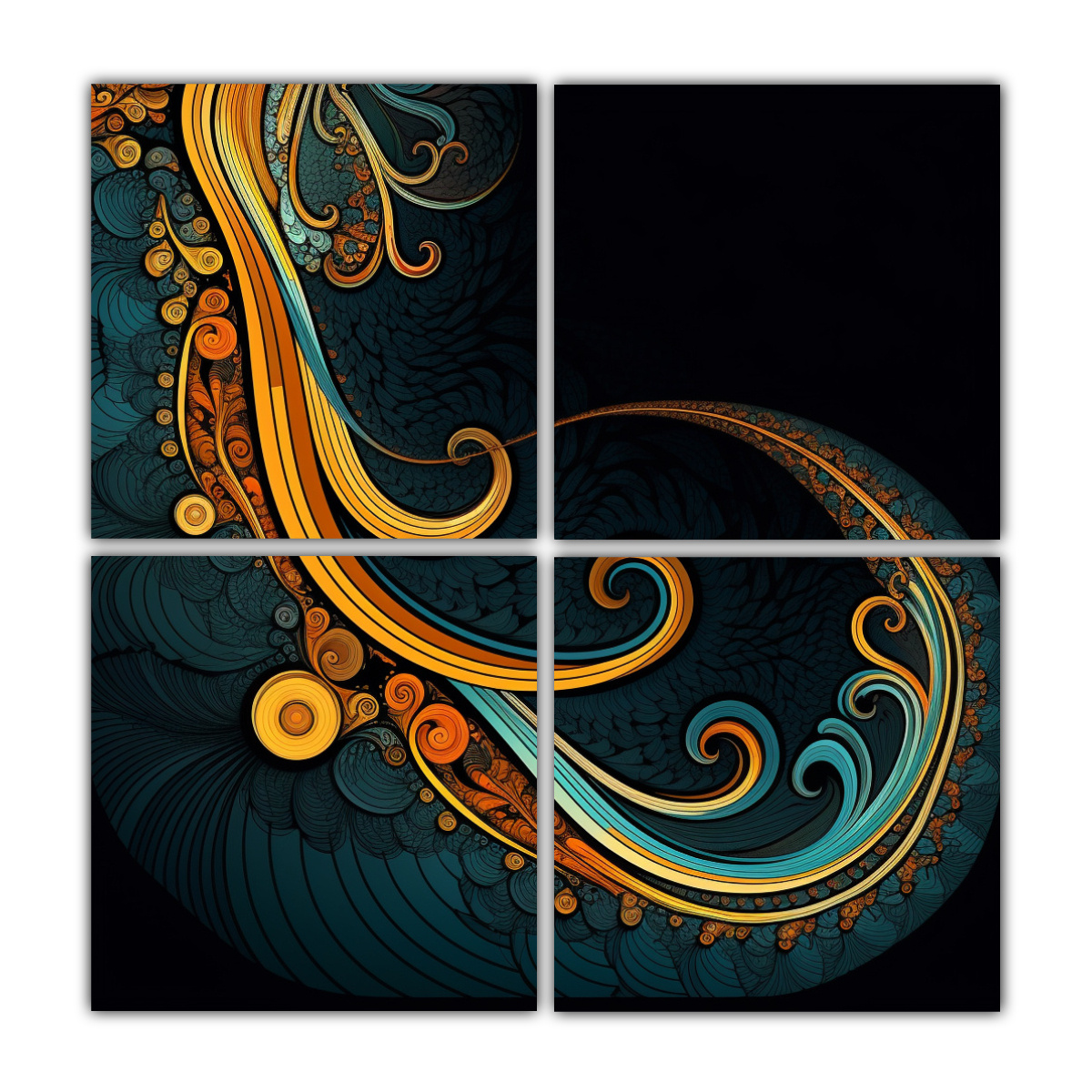 arte-fractal-en-bastidor-cuatro-telas-para-cuarto