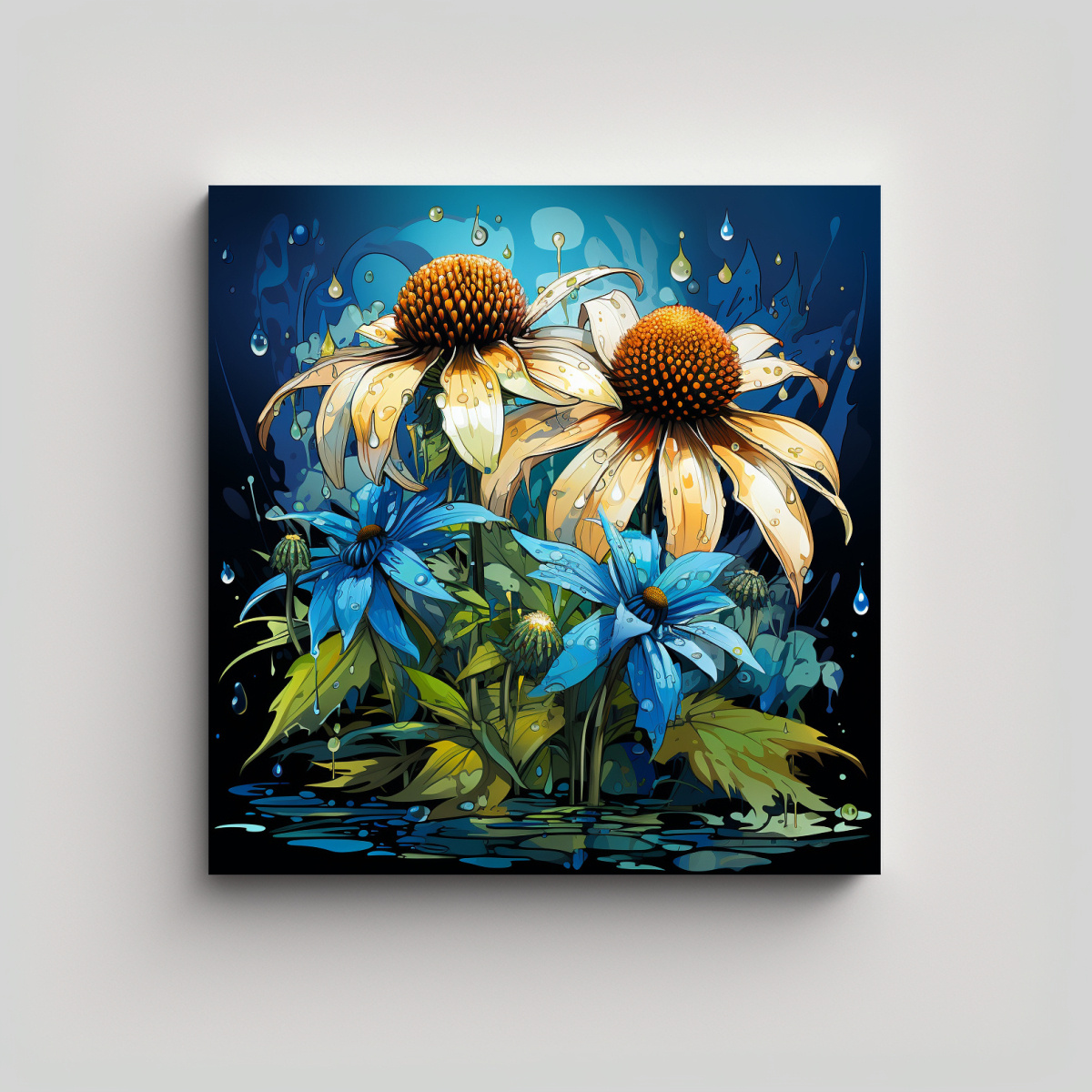 arte-tela-sublimada-pintura-elegante-de-coneflower-en-tonos-verde-y-azul-con-atm-sfera-neonoir