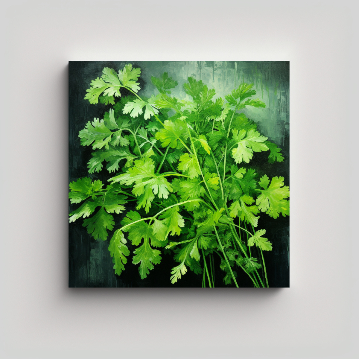 cuadro-abstracto-de-cilantro-herbs-en-leo-detallado