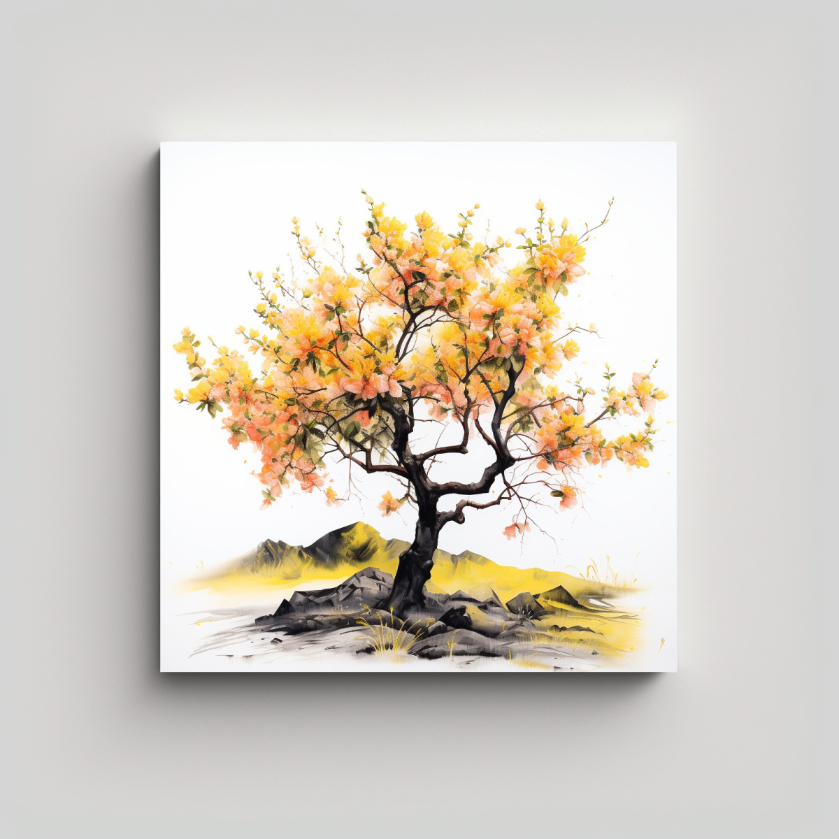 cuadro-abstracto-de-forma-belleza-rbol-de-durazno-amarillo-y-negro-pintura-decorativa