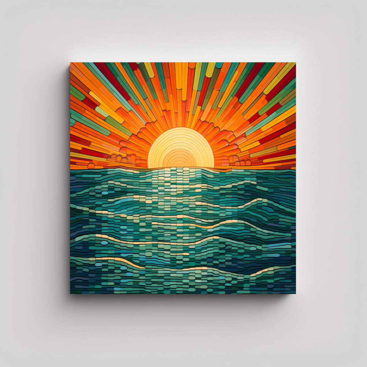 cuadro-abstracto-exclusivo-divine-8-arte-p-xel-de-un-amanecer-en-la-tela-en-bastidor