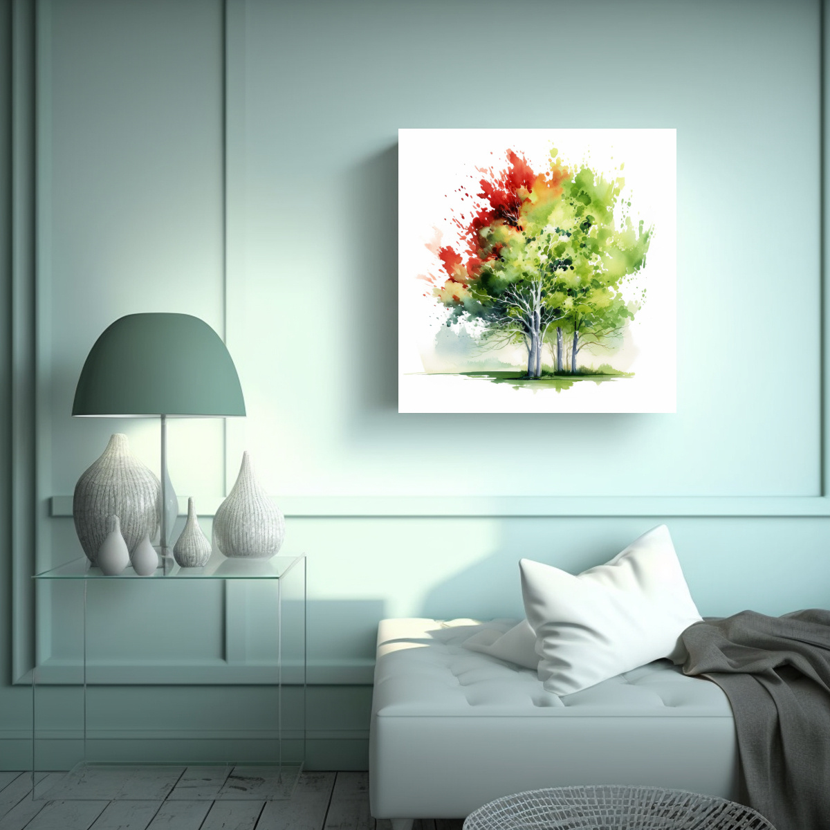 cuadro-abstracto-floral-impreso-amapola-verde-y-rojo-en-agua-1