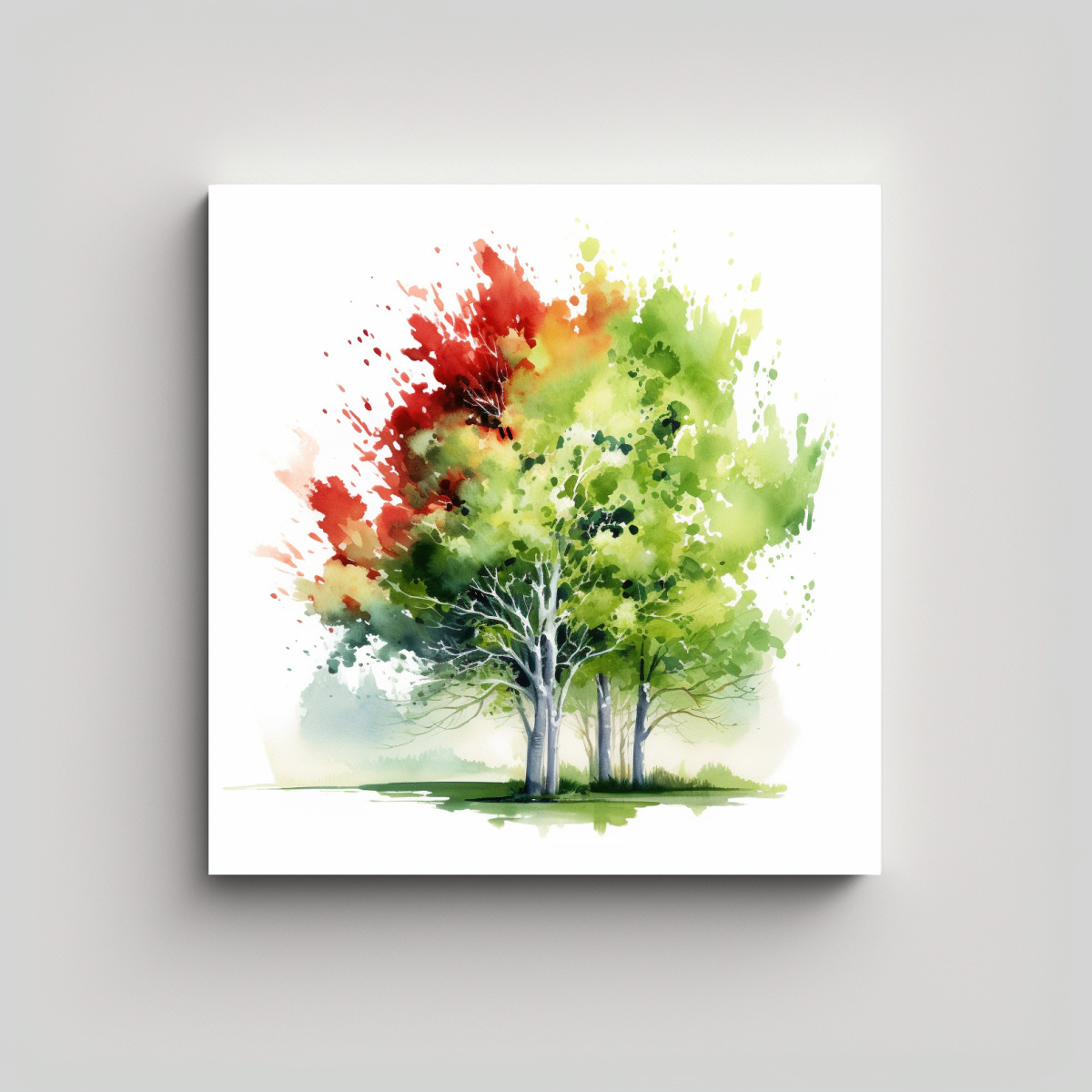 cuadro-abstracto-floral-impreso-amapola-verde-y-rojo-en-agua