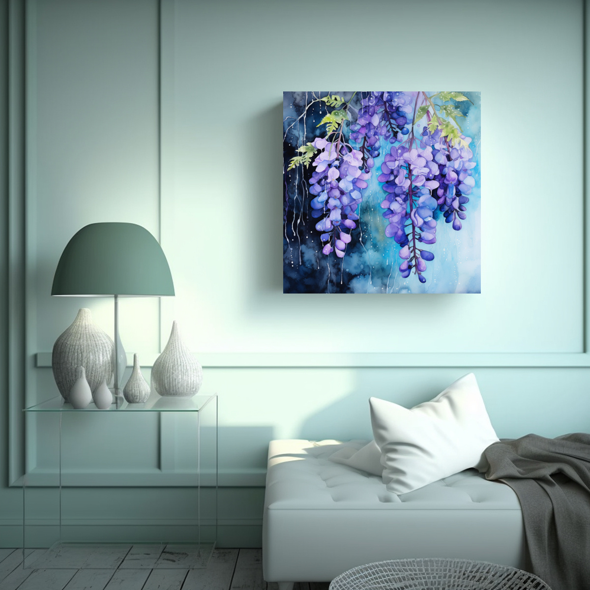 cuadro-abstracto-movimiento-pop-art-flores-wisteria-negro-y-azul-1