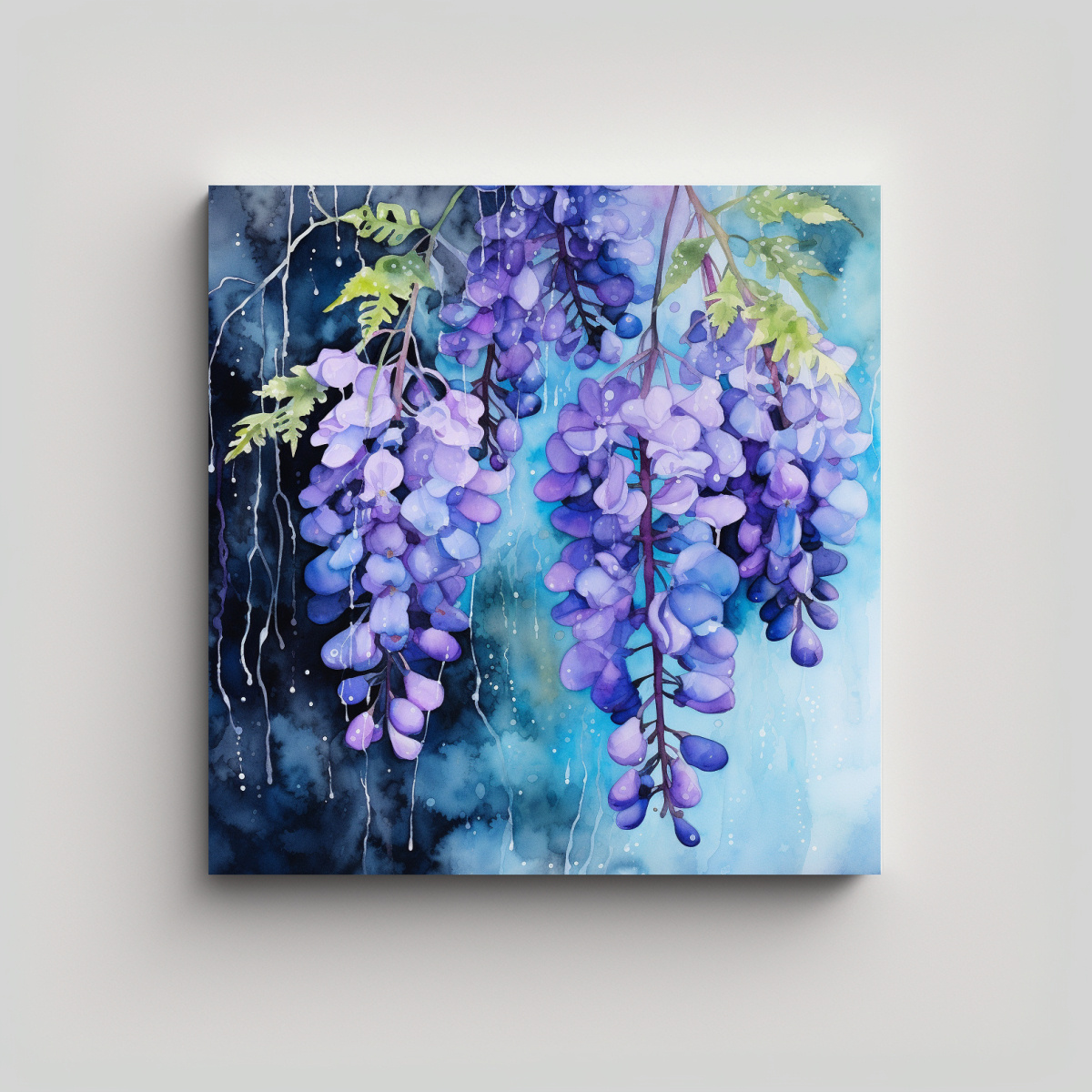 cuadro-abstracto-movimiento-pop-art-flores-wisteria-negro-y-azul
