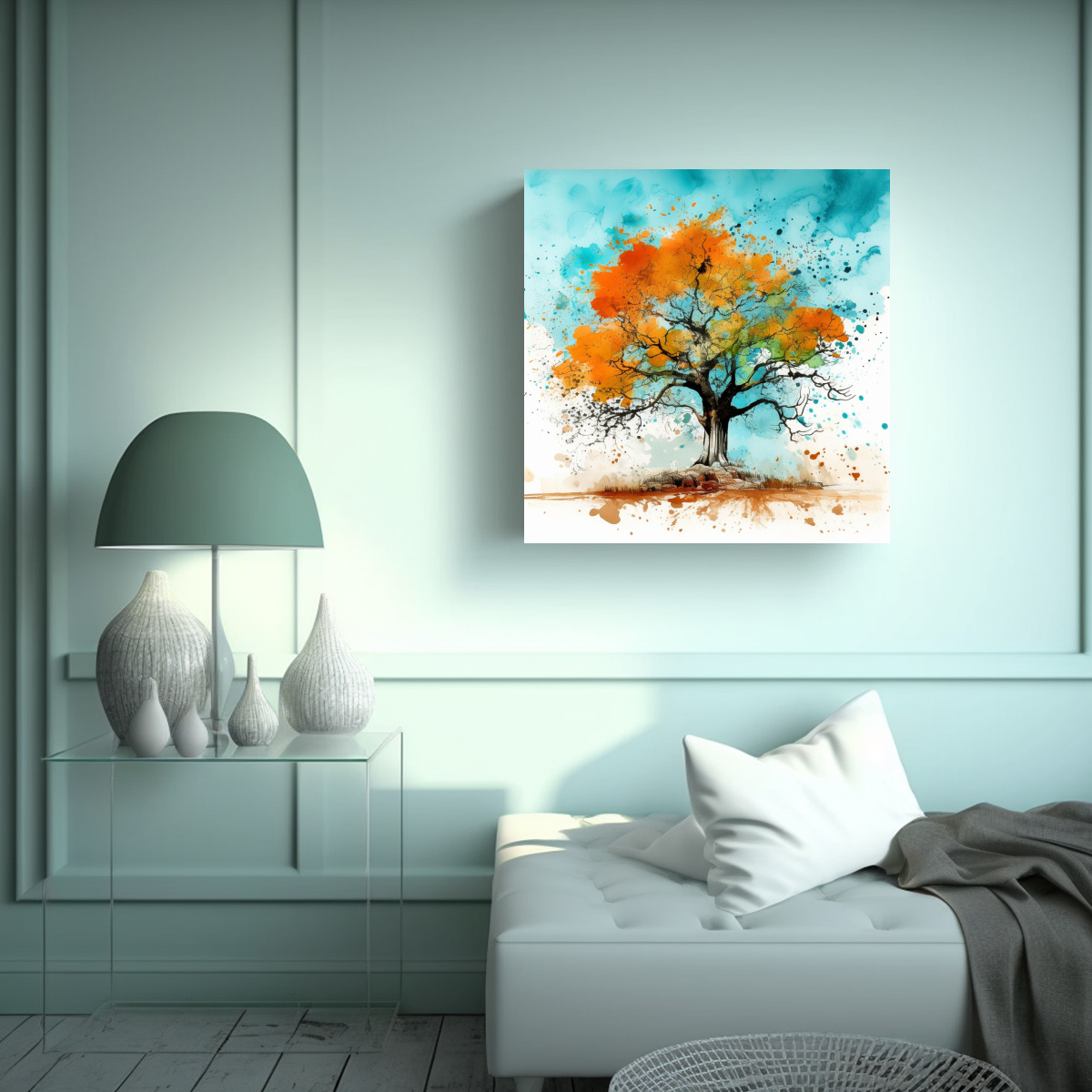 cuadro-abstracto-riqueza-visual-de-un-roble-en-colores-turquesa-y-naranja-en-canva-1