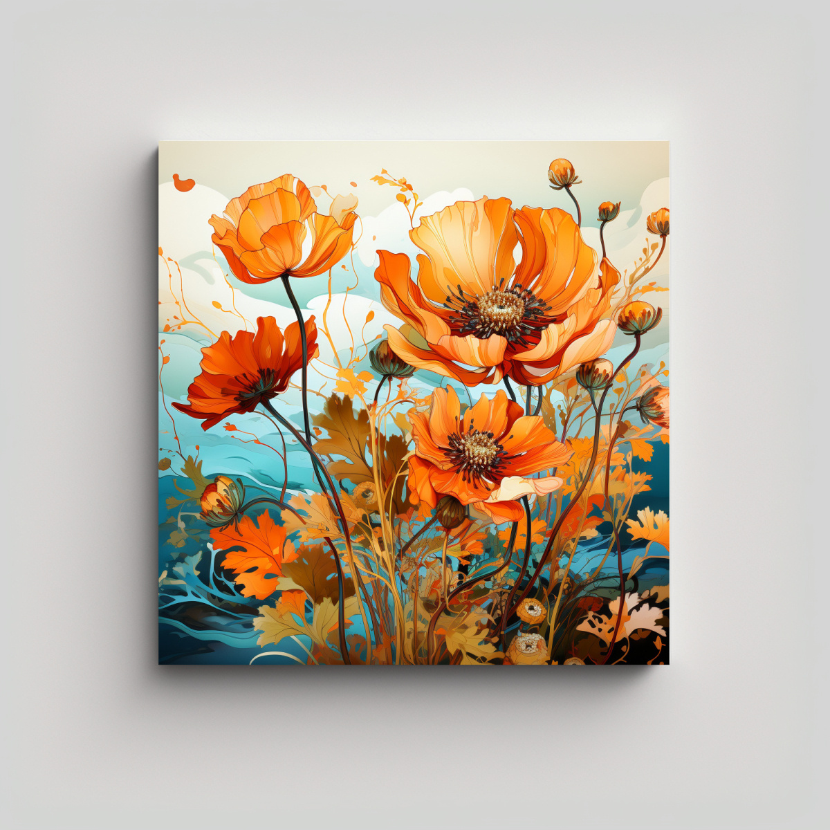 cuadro-contraste-hierbas-menta-naranja-y-oro-ambiente-neonoir