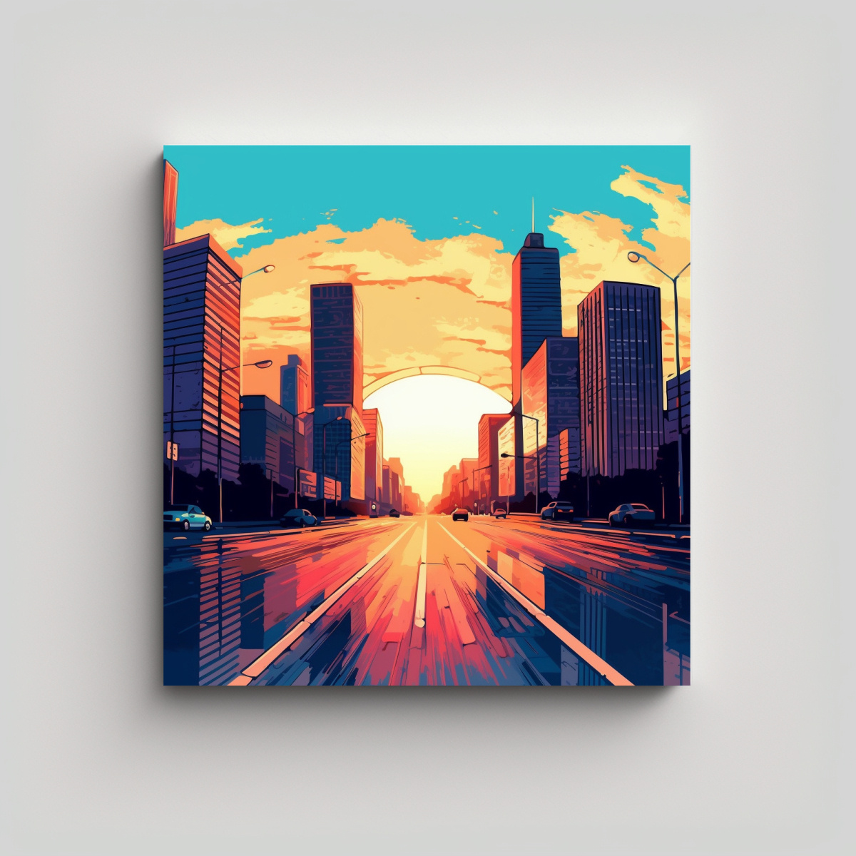 cuadro-creativo-para-sala-de-rascacielos-amanecer-ma-ana-camino-vac-o-cuadro-cielo-azul-c