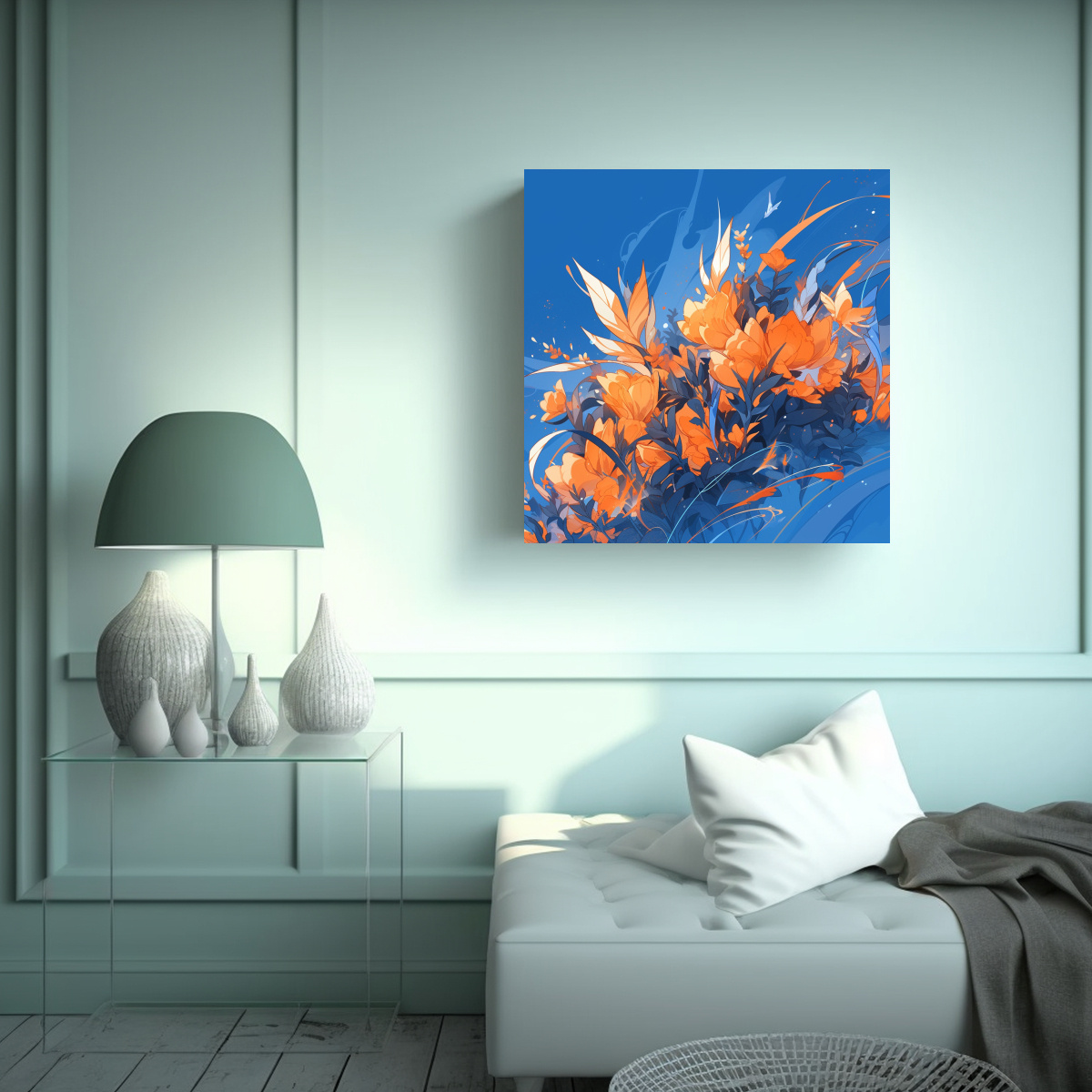 cuadro-de-arte-impreso-en-pared-en-colores-llamativos-naranja-y-azul-con-atmosfera-neonoir-al-estilo-1