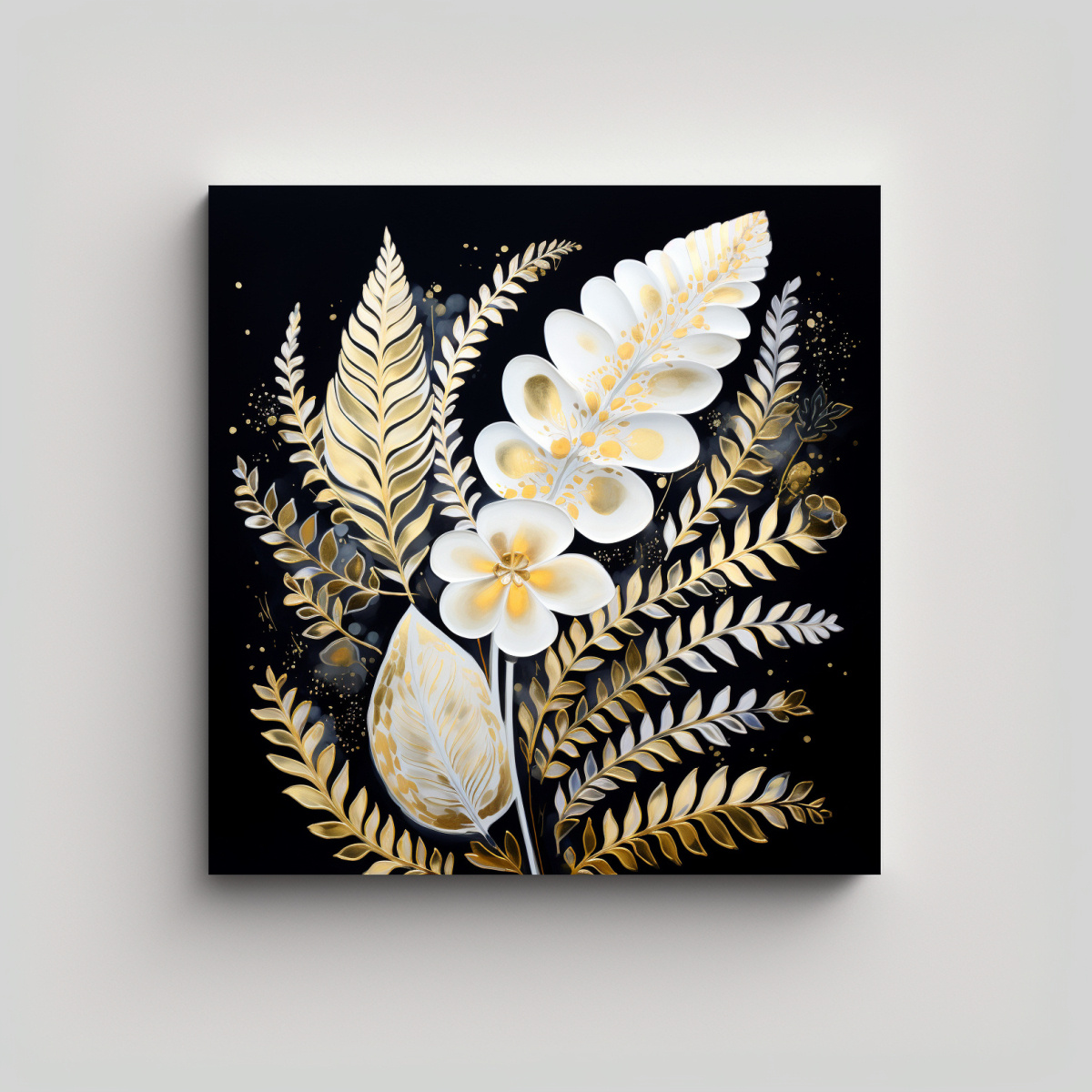 cuadro-de-lienzo-elegancia-con-hojas-de-helecho-en-blanco-y-dorado-atmosfera-neonoir-