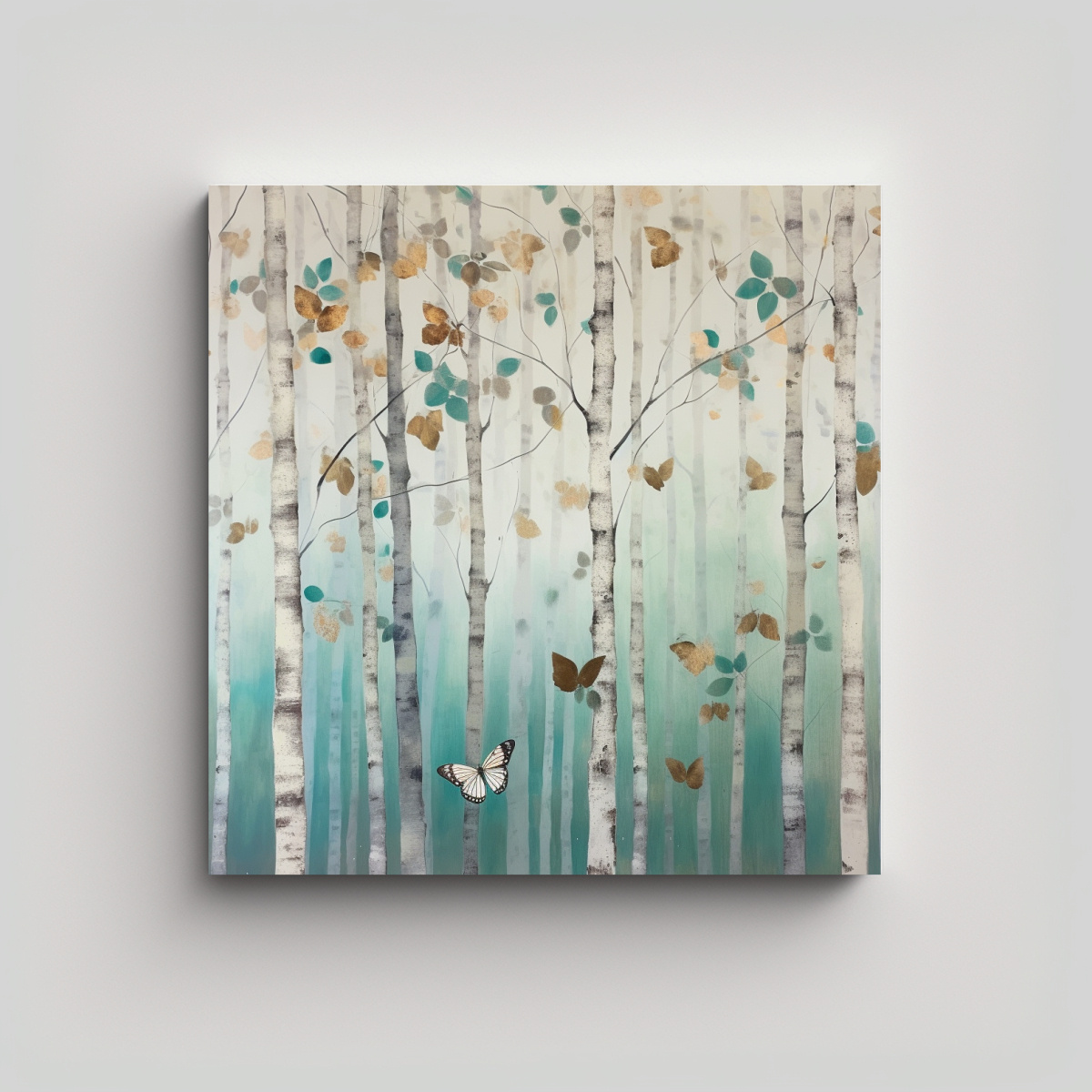 cuadro-de-mariposas-en-abedules-estilo-sereno-de-arte-de-pared-con-bastidor-de-madera