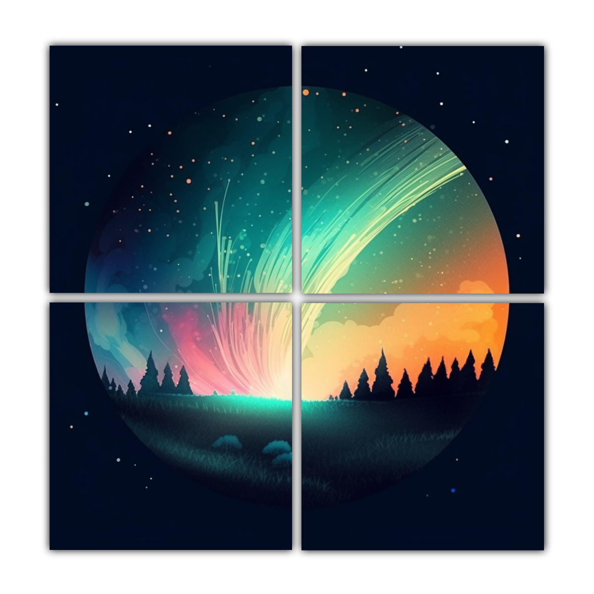 cuadro-decorativo-de-4-telas-en-bastidor-con-forma-de-vitalidad-luna-llena-con-una-estrella-fugaz-en-la-esquina-superior-derecha