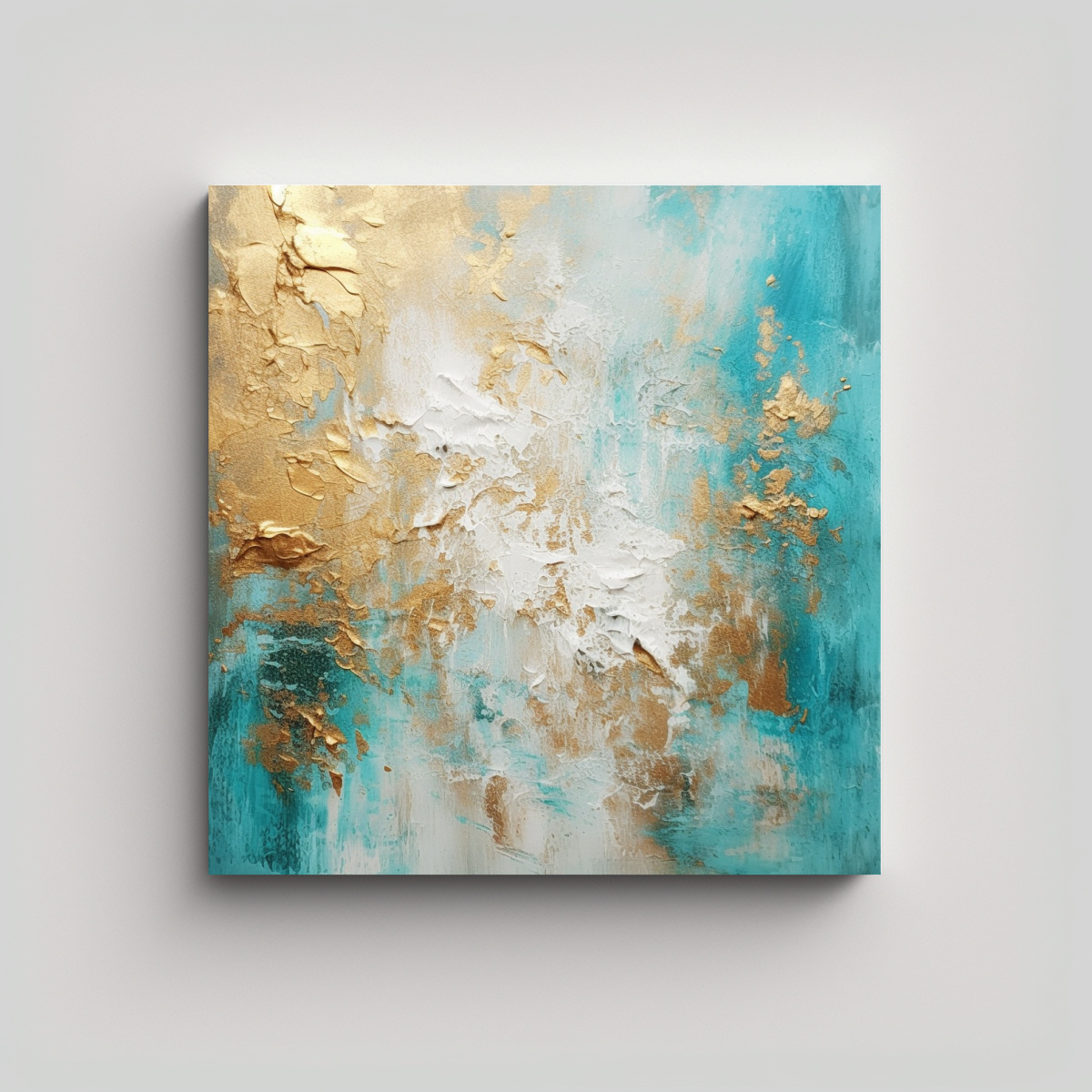 cuadro-dibujo-motivo-kauka-enker-en-fondo-turquesa-blanco-y-dorado