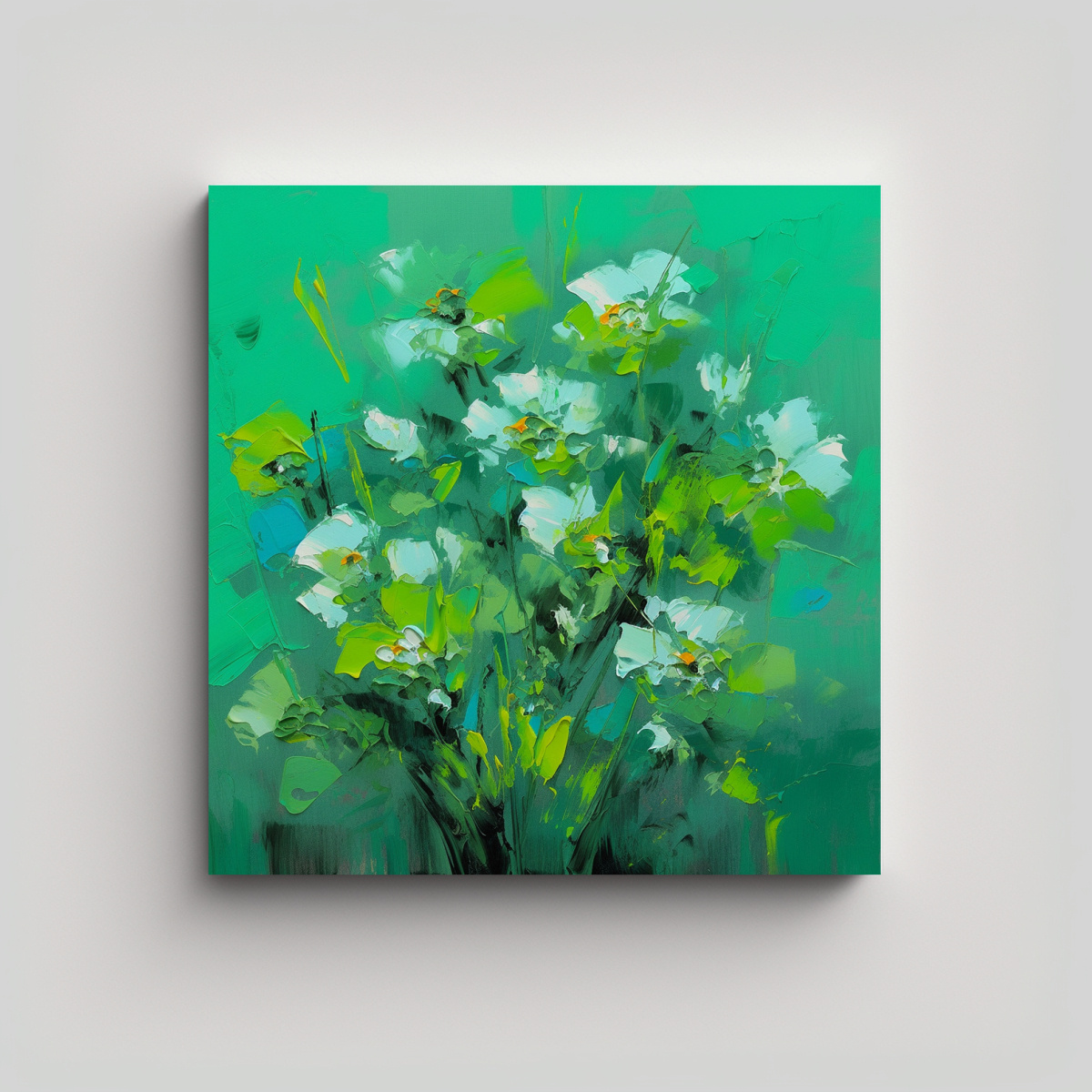 cuadro-moderno-nico-de-flores-verde-y-turquesa-sobre-lienzo-i