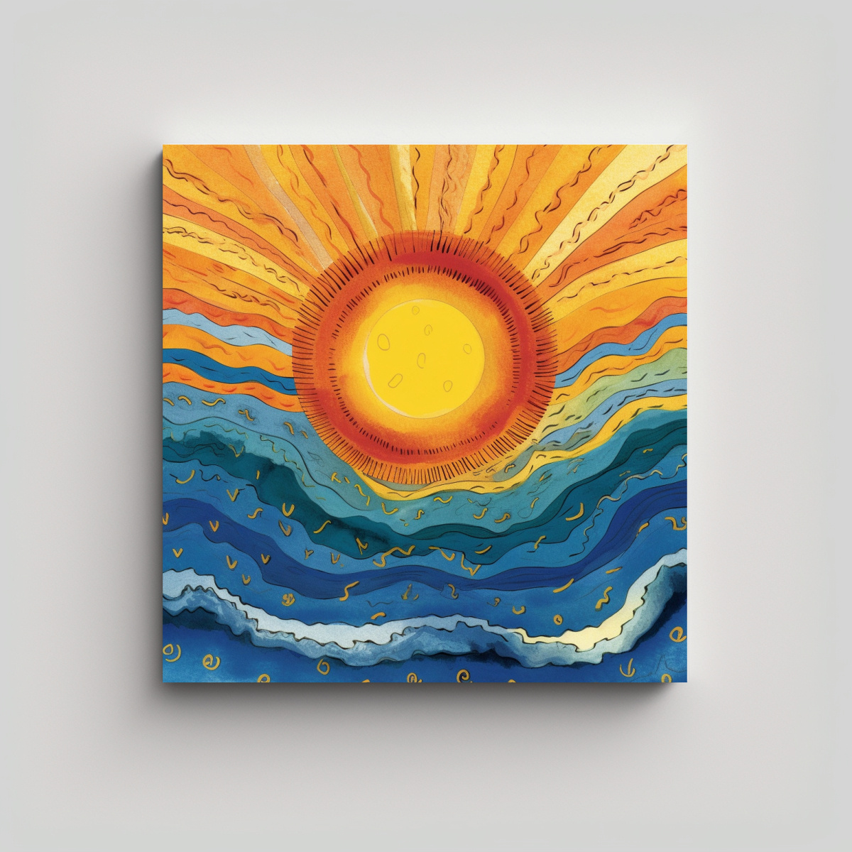 cuadro-moderno-sol-brillante-desde-la-tierra-para-libro-infantil