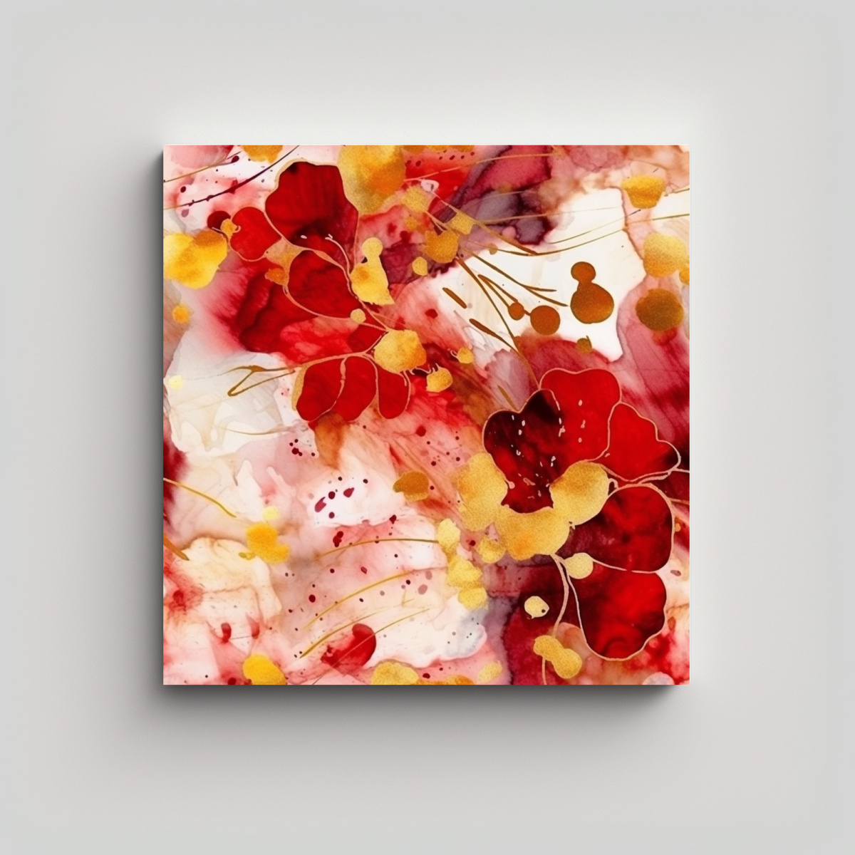 cuadro-moderno-textura-roja-con-flores-doradas-y-elementos-dorados