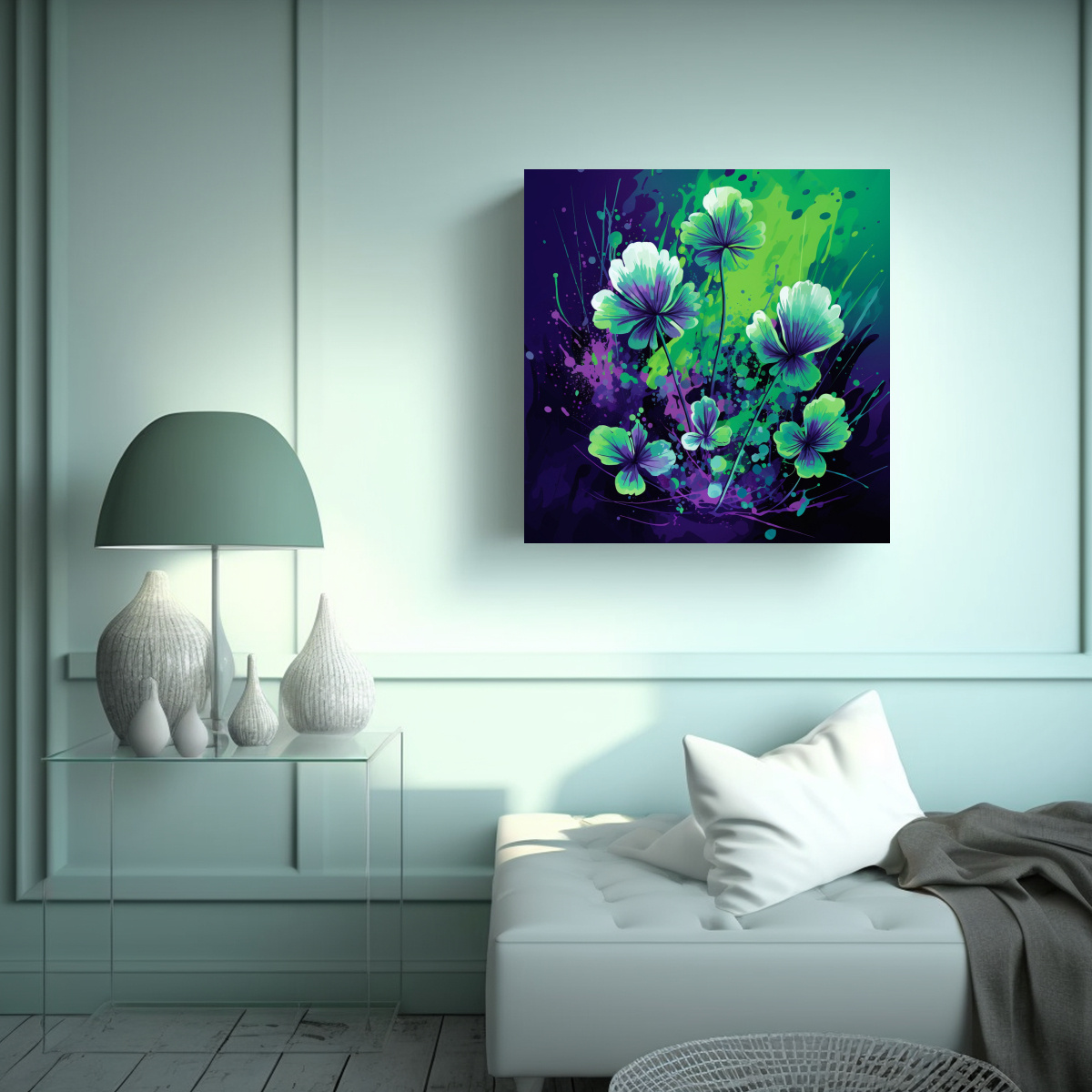 cuadro-sublimado-tela-a-clover-herbs-en-verde-y-morado-atmosfera-neonoir-1