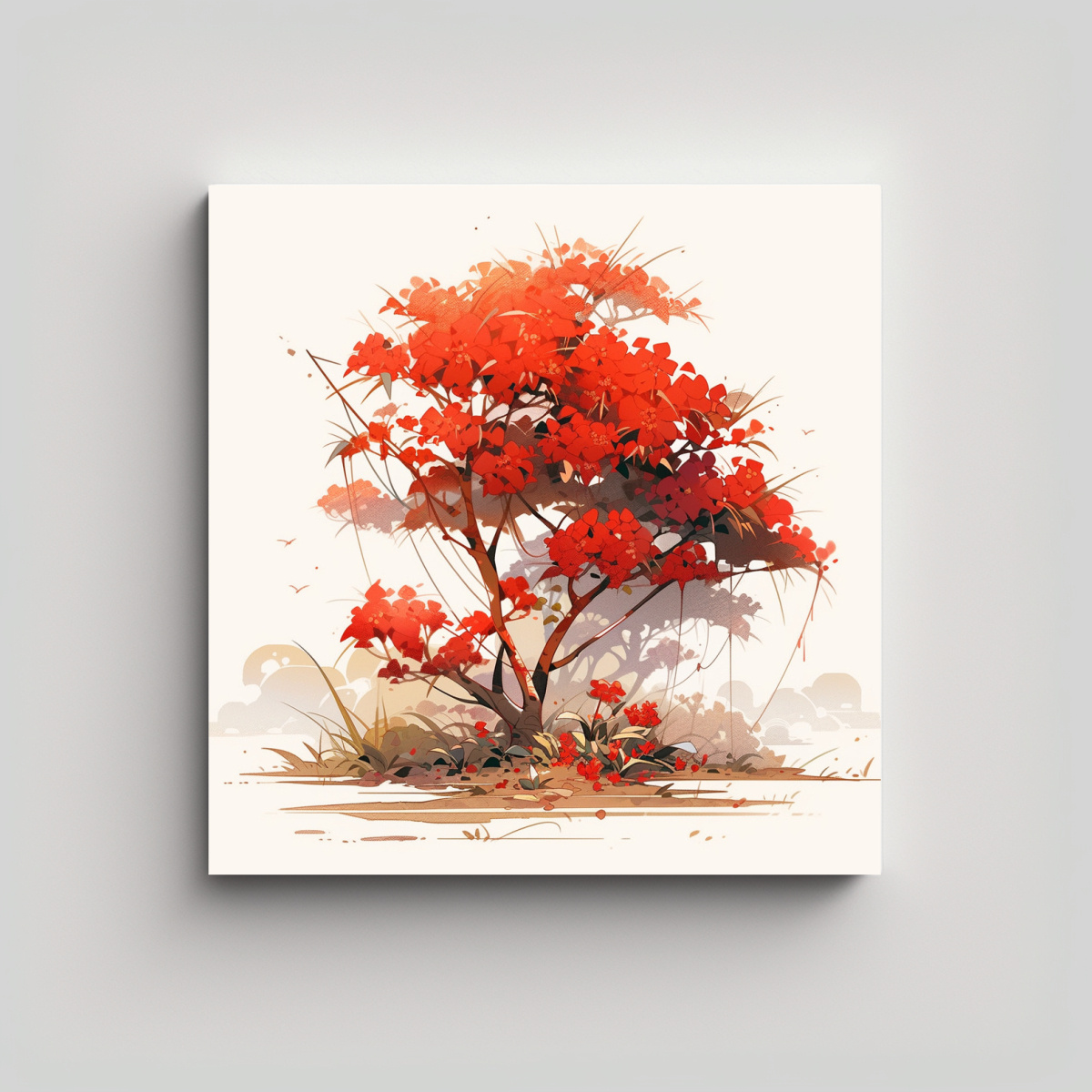 cuadro-tela-espectacular-estrellados-rbol-acacia-en-colores-rojos