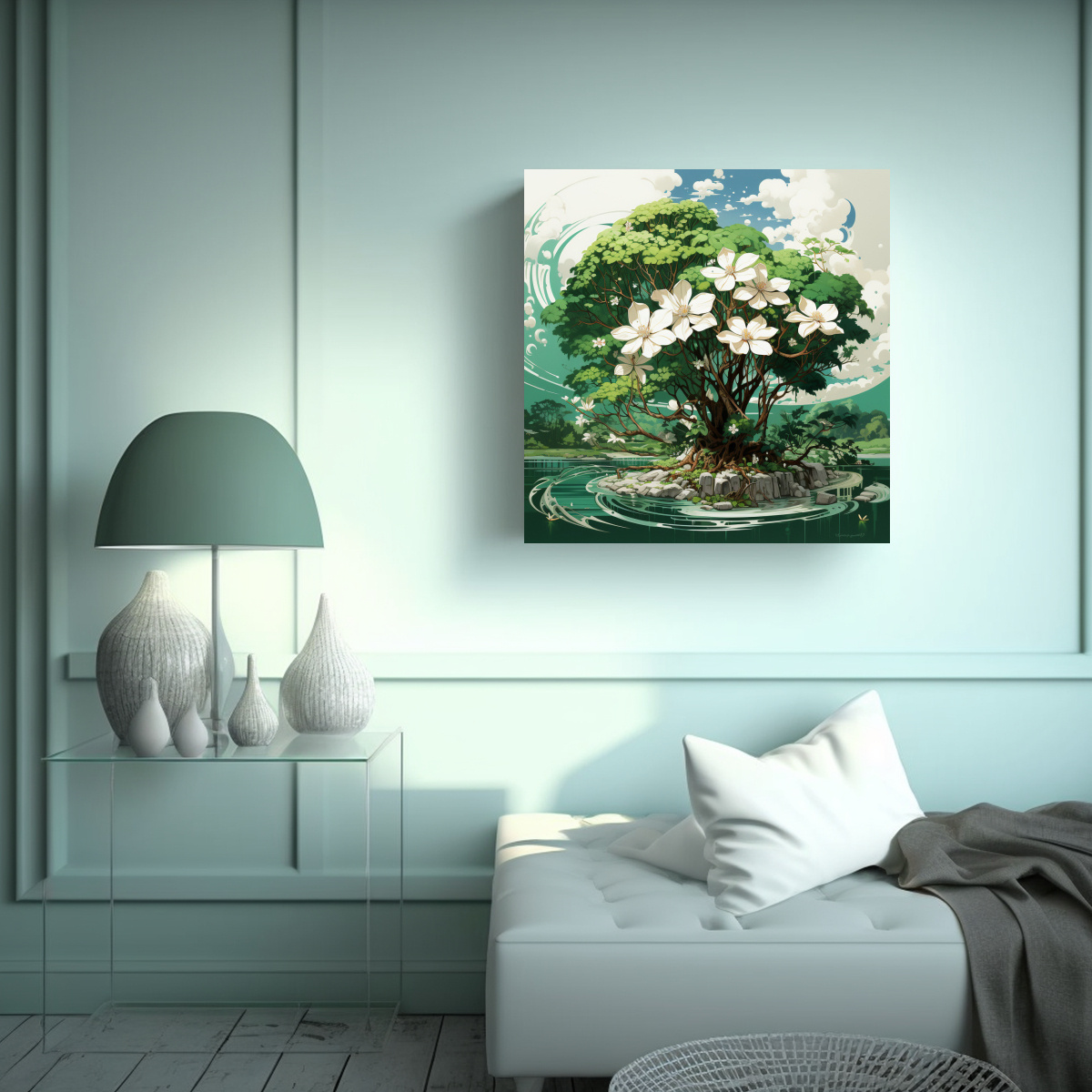 cuadro-vanguardia-perspectiva-en-verde-y-blanco-neonoir-1