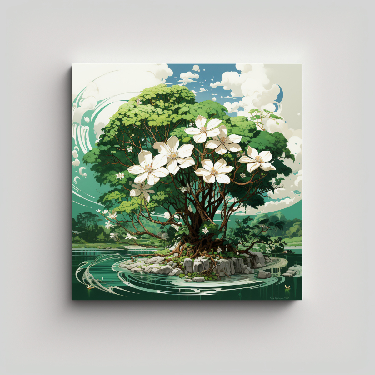 cuadro-vanguardia-perspectiva-en-verde-y-blanco-neonoir