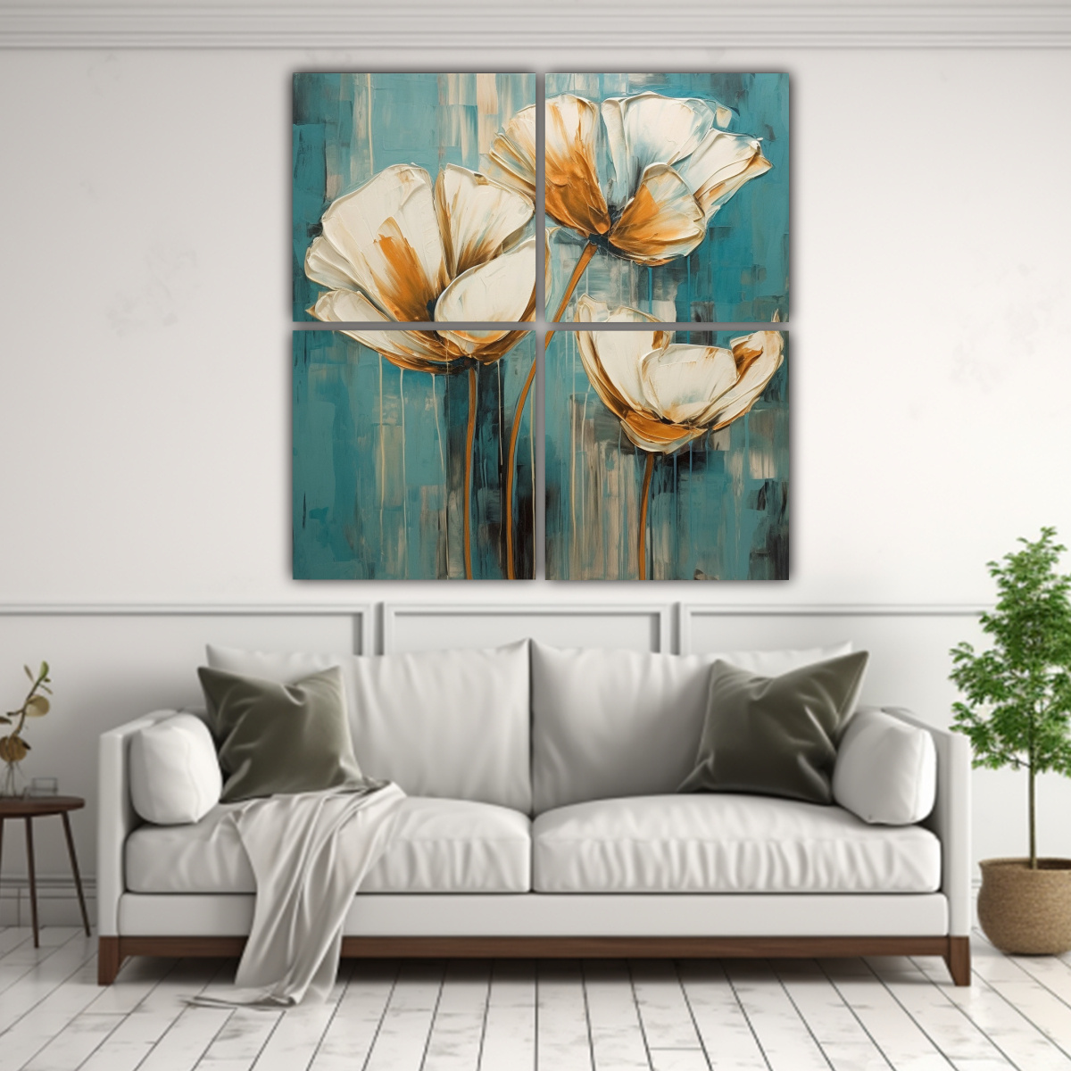 cuadros-creativos-para-dormitorio-imagina-una-pintura-al-leo-con-fondo-turquesa-y-blanco-1