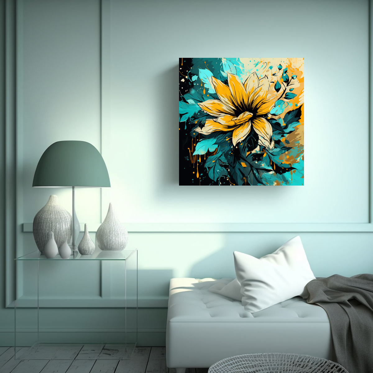 cuadros-de-decoraci-n-en-tonos-amarillo-y-turquesa-estilo-neonoir-con-ambiente-moderno-y-culturar-en-los-a-os-50-1