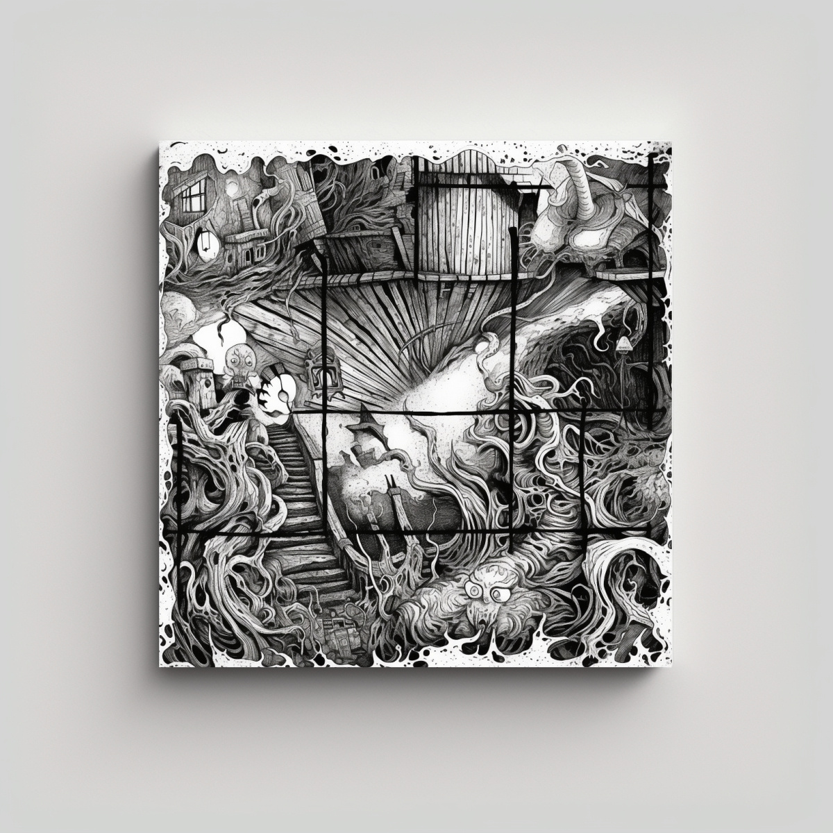 cuadros-de-decoraci-n-estilo-galer-a-con-efectos-m-gicos-de-hechizos-desordenados-en-tinta-y-plumilla