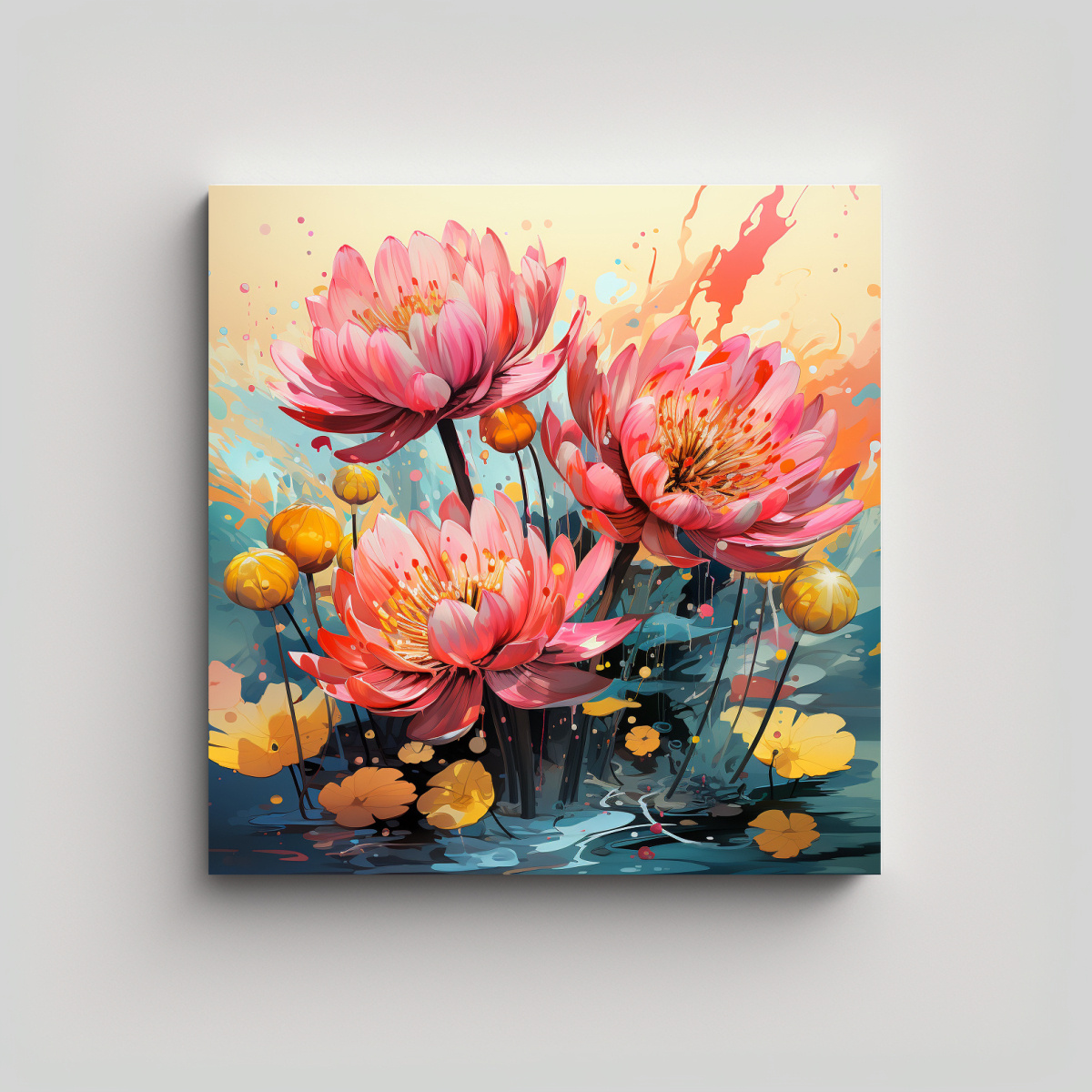 cuadros-de-decoraci-n-neonoir-atmosph-de-a-clover-herbs-en-colores-amarillo-y-rosa-para-el-hogar