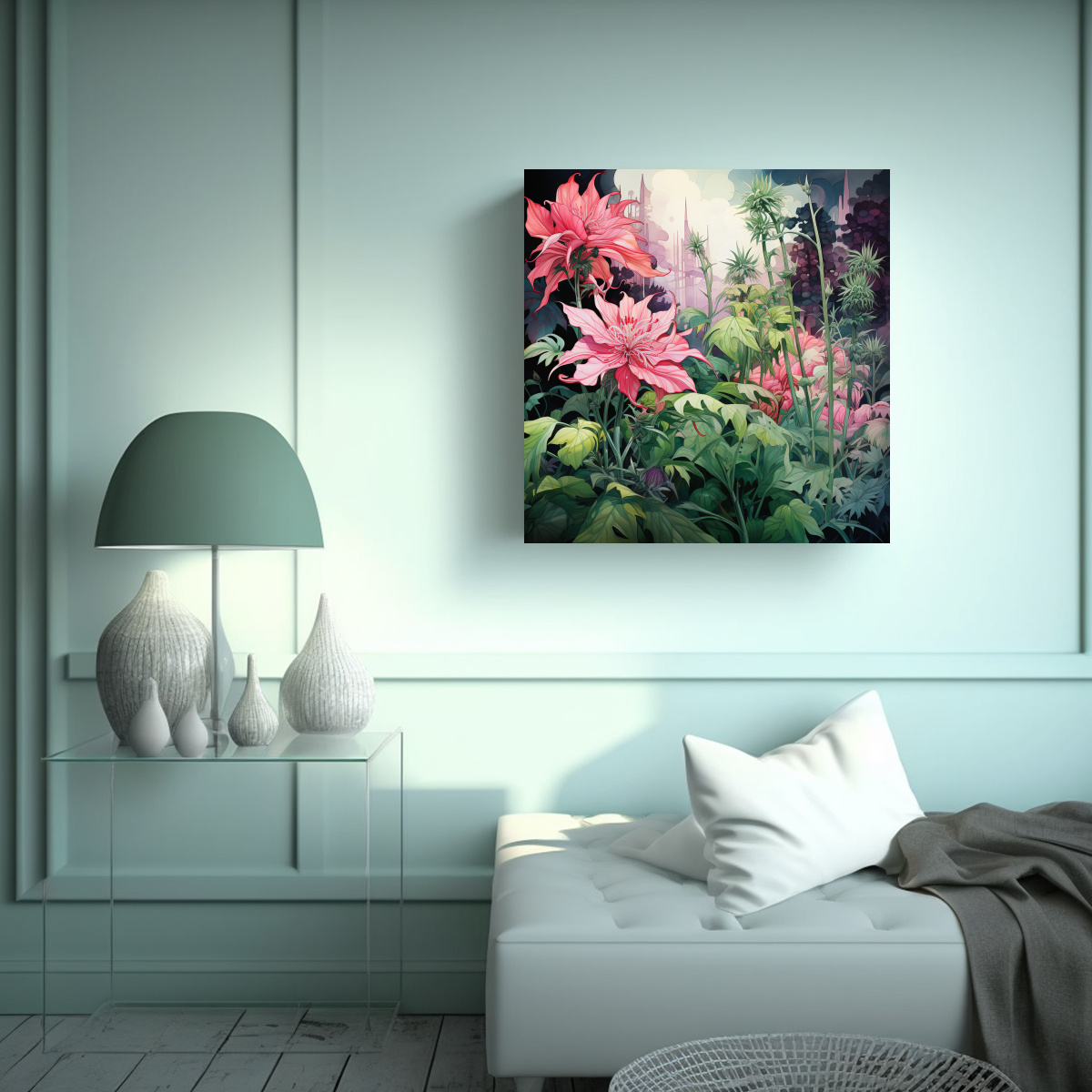 cuadros-de-lienzo-vanguardia-con-hierbas-verdes-y-rosadas-de-atmos-neonoir-1