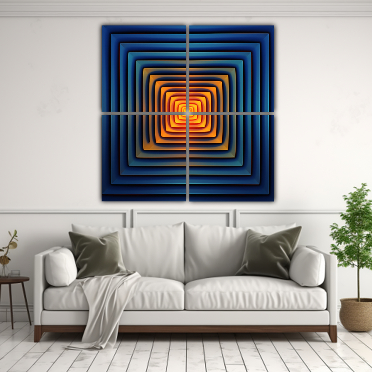 cuadros-decorativos-brillantes-de-4-artes-gradiente-azul-y-naranja-1