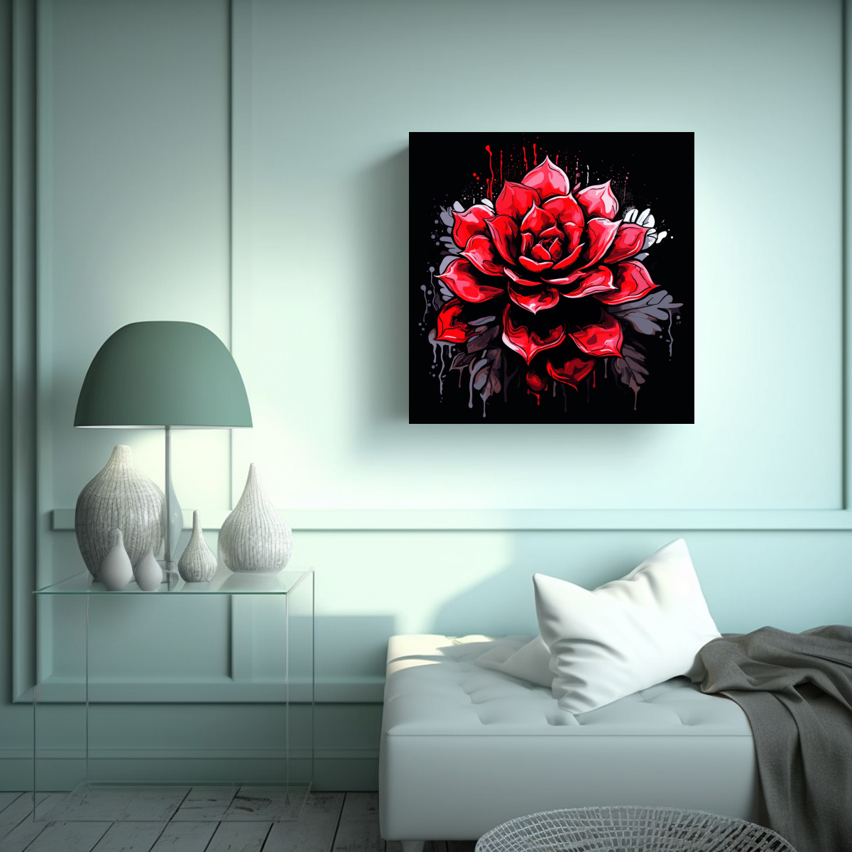 cuadros-decorativos-de-plantas-suculentas-en-colores-rojo-y-negro-con-ambiente-neonoir-1