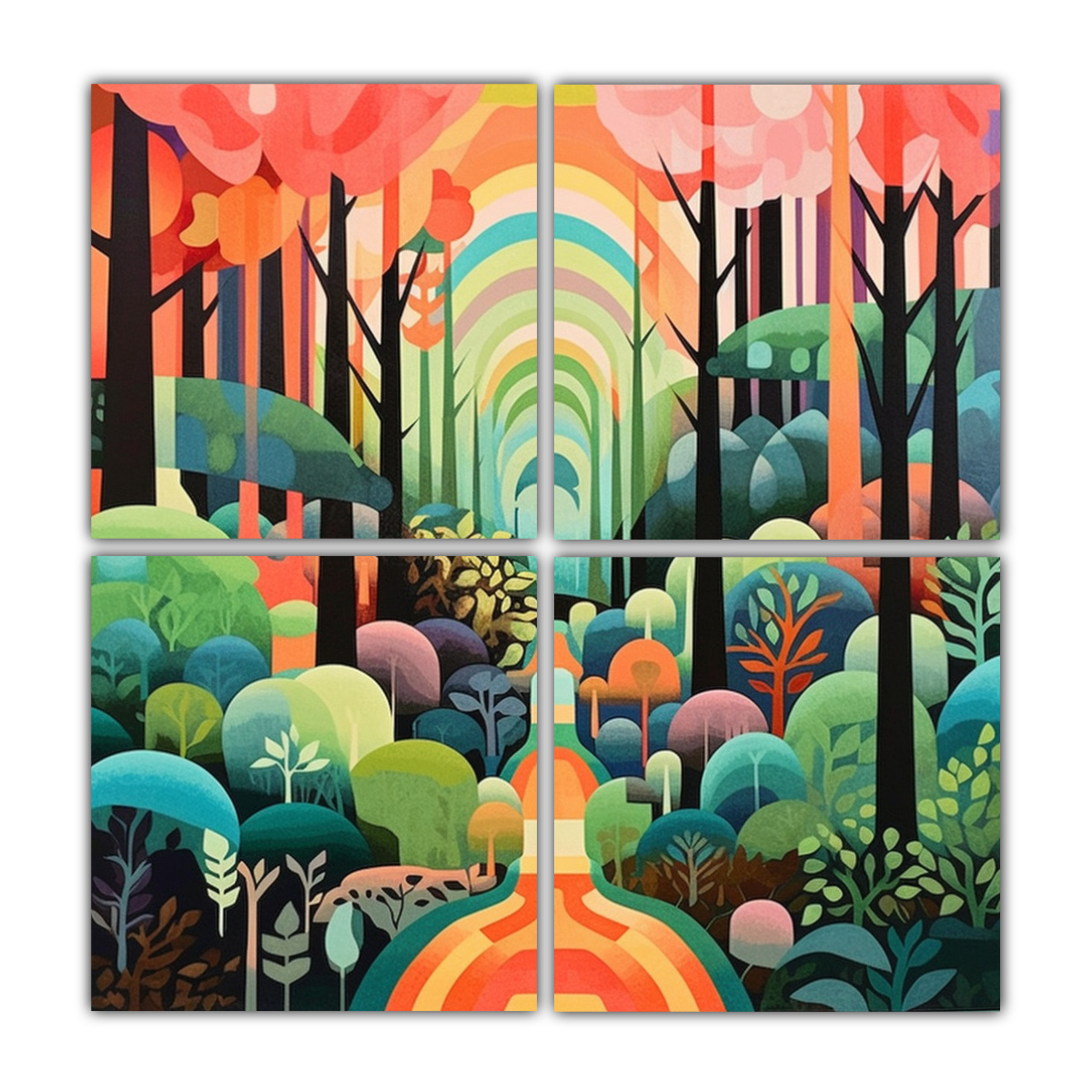 cuadros-elegantes-de-paisaje-forestal-y-cultura-pop-en-tonalidades-pastel-de-arte-completo