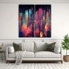 cuadros-impresos-de-creatividad-neon-cityscape-con-rascacielos-distorsionados-1